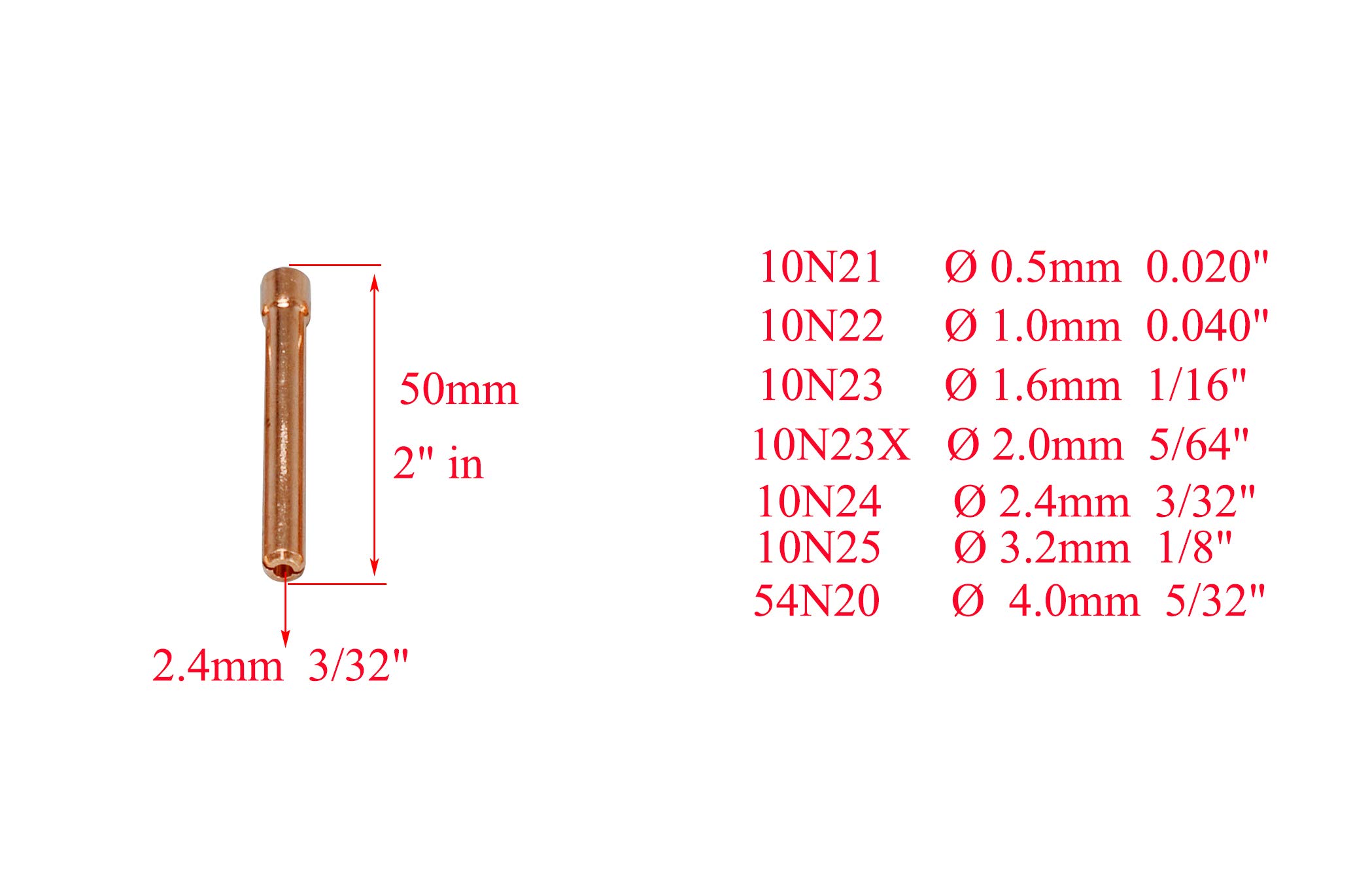 Image secondaire de Pack de 10 Collets TIG en Cuivre 2.4mm pour Soudage RIVERWELDstore