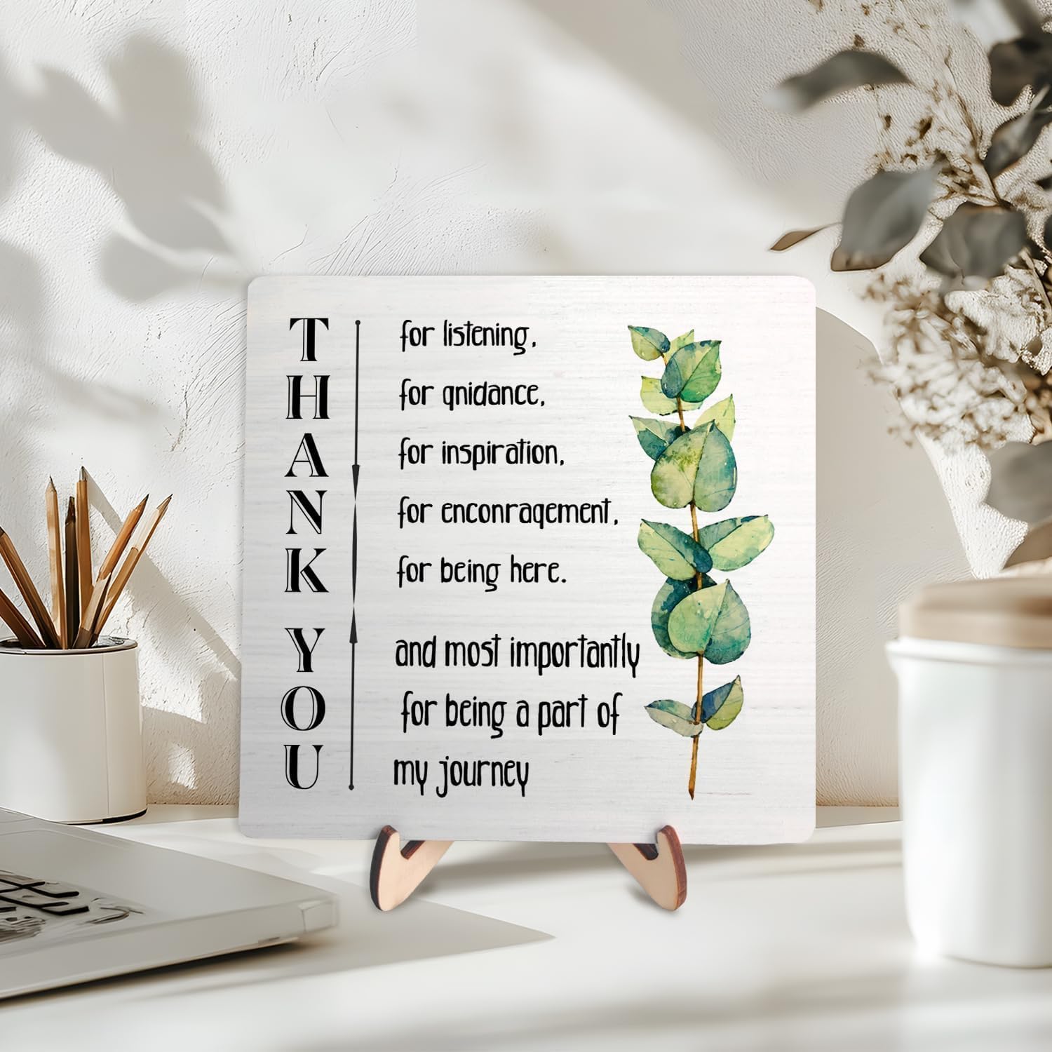 Thank You Gifts for Women Men, Appreciation Gifts for Friends, Coworker Leaving Gift, Home Office Decor Wooden Plaque Sign 5.9 x 5.9Inch-Thank You for Being A Blessing in My Life (White02) - Image 6