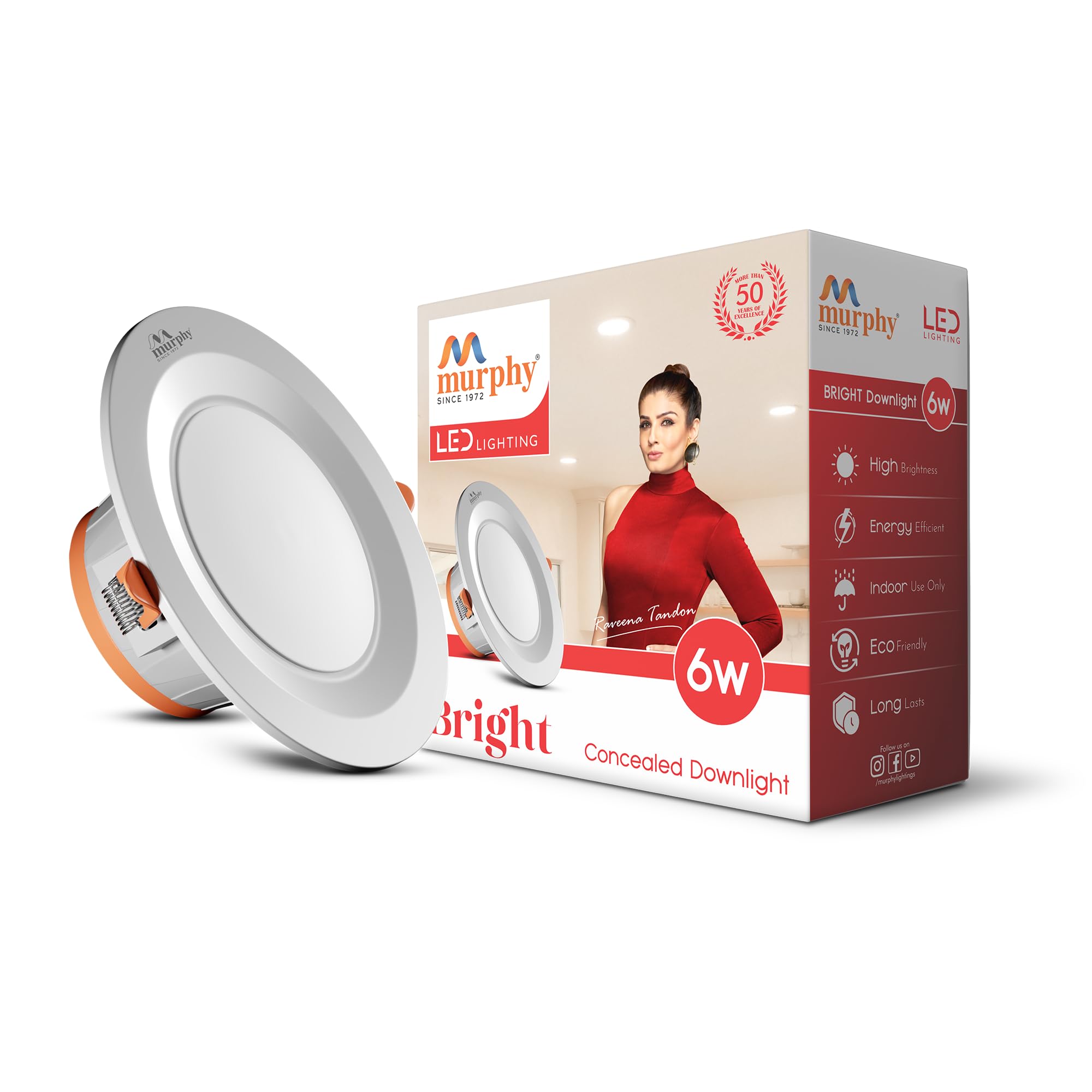 Murphy Bright Round 6-Watts LED Panel Conceal Down Light (Red) - Pack of 6 (B08DCBHN37) Amazon Price History, Amazon Price Tracker