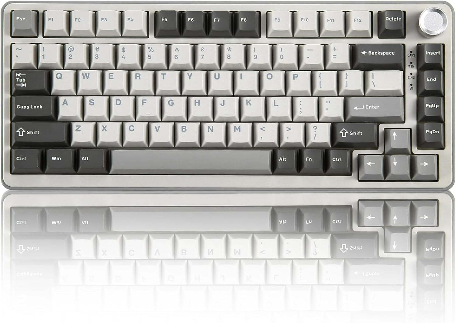 YUNZII B75 PRO Wireless Mechanical Keyboard,75% Layout with Knob,Hot Swap Gasket Custom Structure,Creamy Pre-lubed Switches,RGB Backlit,Bluetooth/Type-C/2.4G for Win/Mac(Cocoa Cream V2 Switch,Grey)