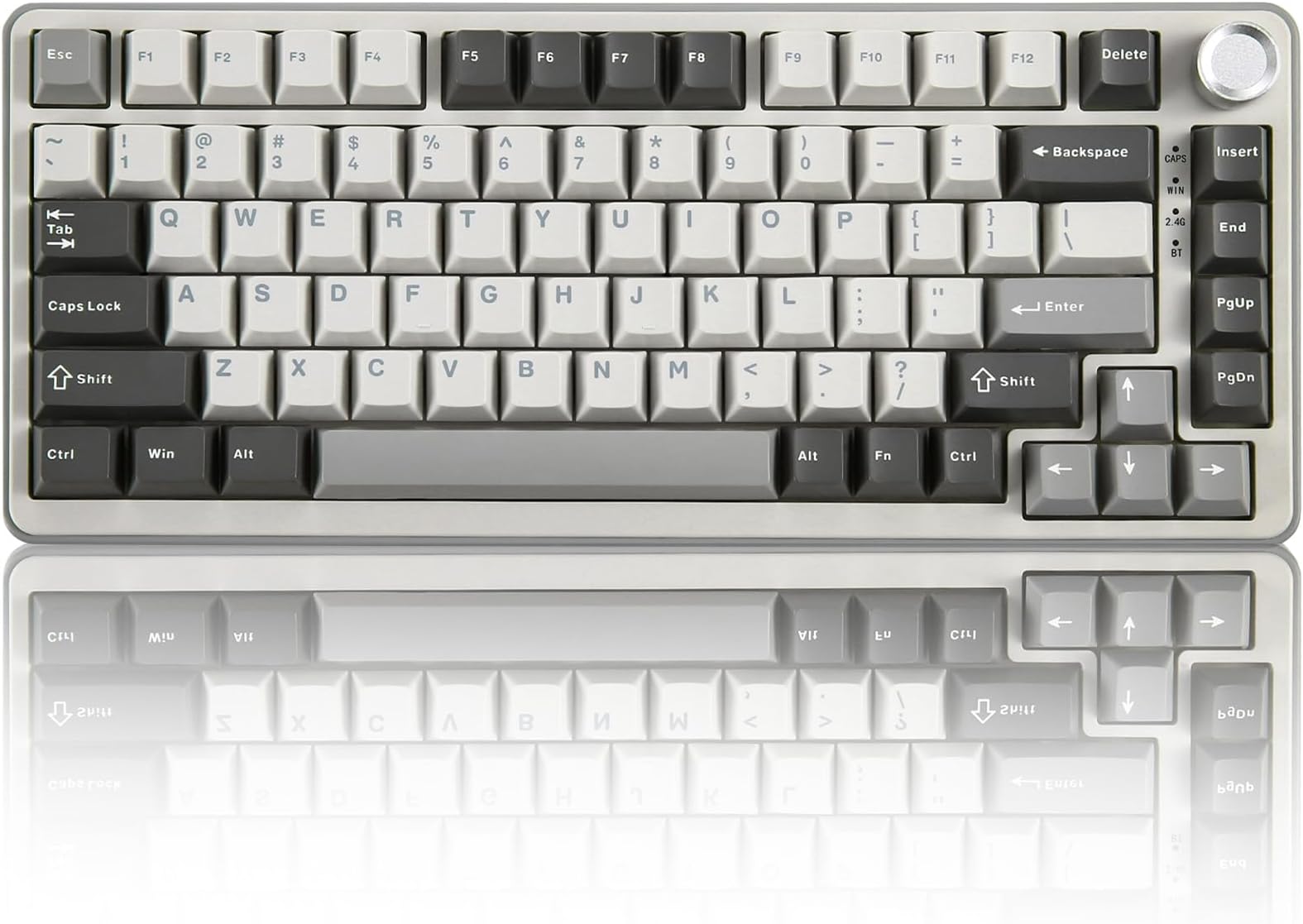 B75 PRO Wireless Mechanical Keyboard,75% Gaming Gasket Hot Swap Custom Keyboard with Knob,Pre-lubed Switches RGB,Bluetooth/Type-C/2.4G (Grey, Cocoa Cream V2 Switch)