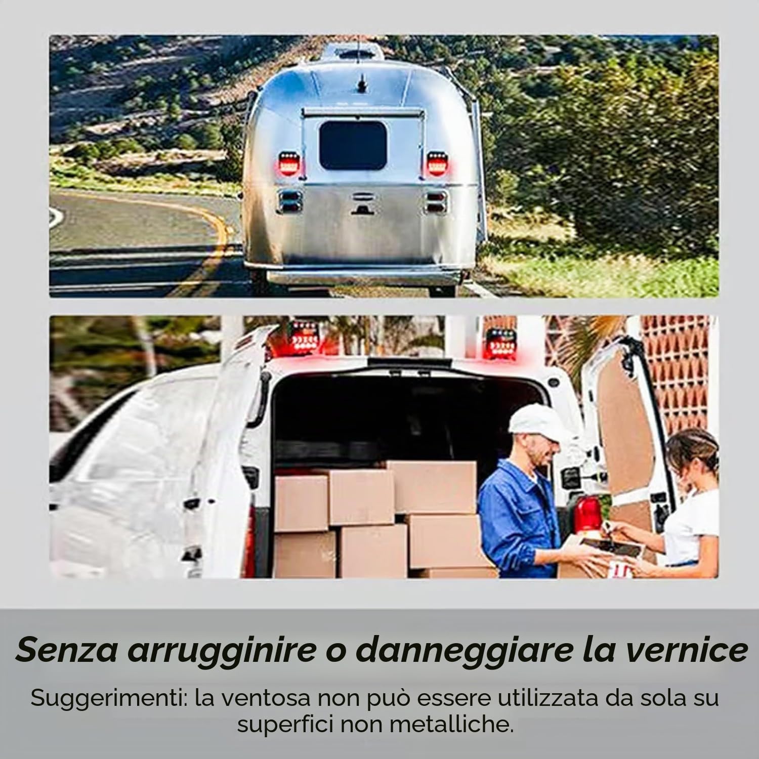 KinZon LED 2 x Luci Posteriori Base Magnetica Senza Fili E11 Marcato Camion Magnetico Senza Cavo Wireless Per Auto Trattore Rimorchio Caravan