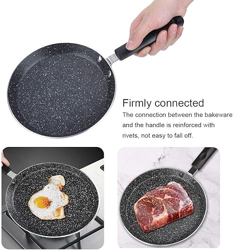 Miniatura 7 de Sartén antiadherente de fondo plano para cocina de inducción, conducción rápida del calor, mango reforzado, segura e higiénica, adecuada para