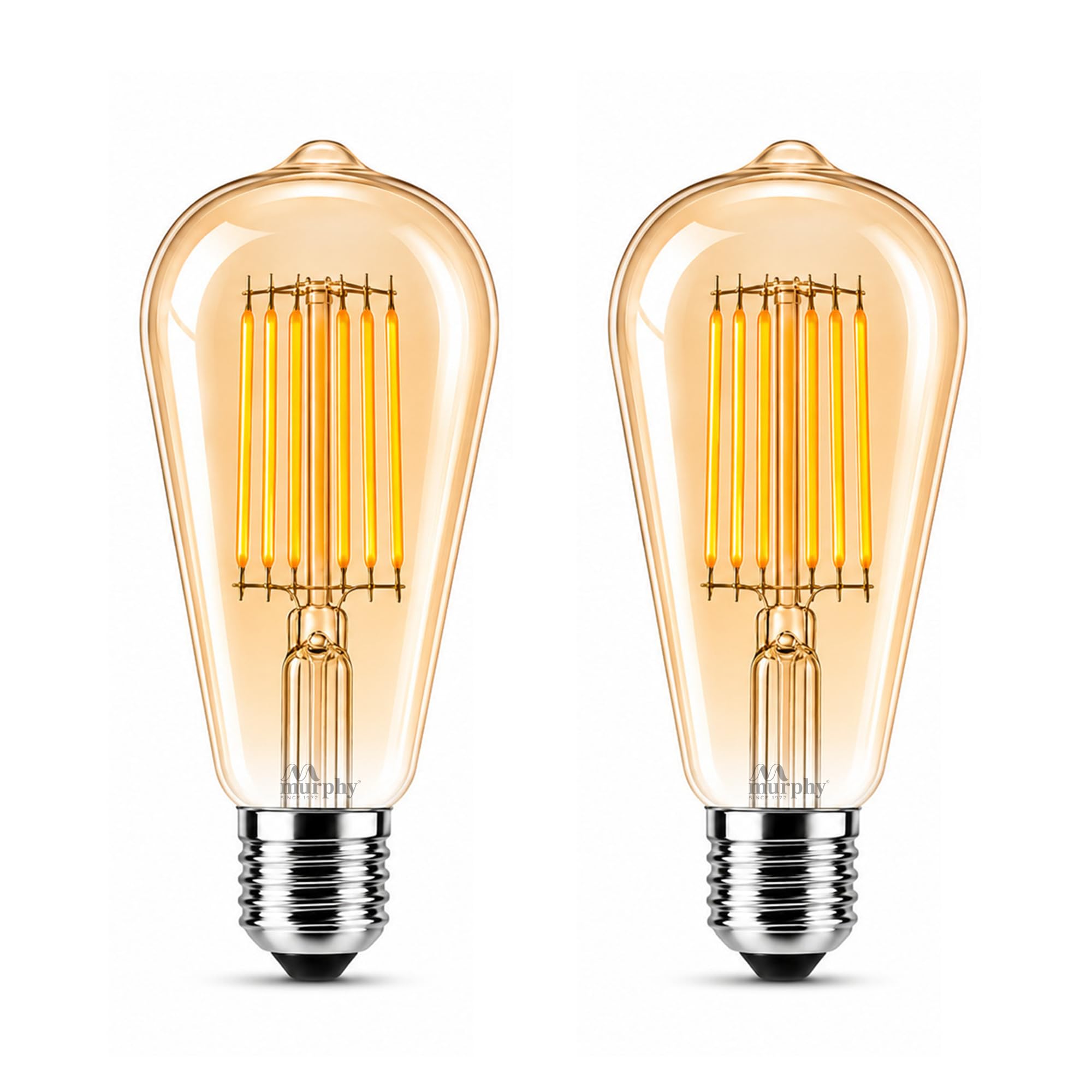 Murphy 4W E27 Screw Type Base LED Vintage Look Light Bulb Best for Home Decoration, Pendant Lamps, Chandeliers, Restaurant and Bar Lighting, Amber Yellow, Pack of 2-image-38