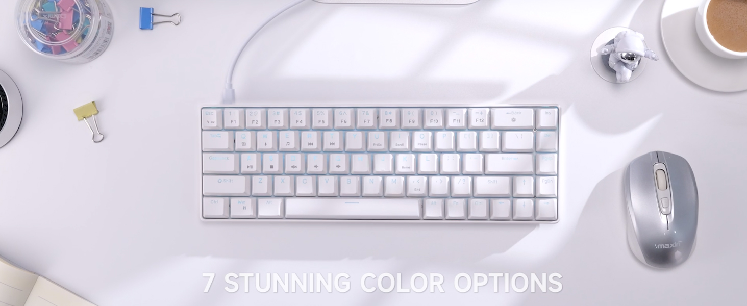 Amazon | Abucow 65％メカニカルゲーミングキーボード 青軸 有線