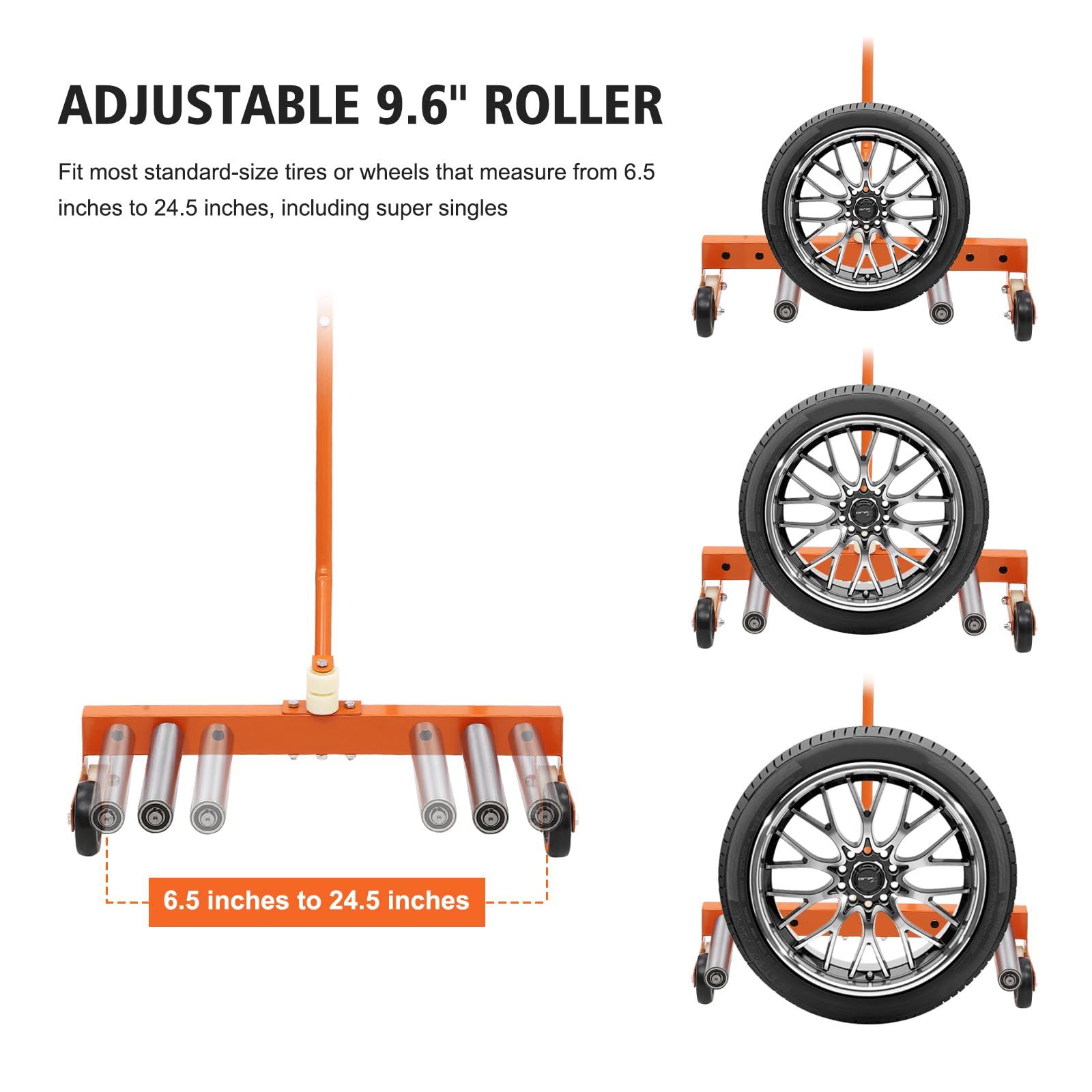 Carrello Dolly Regolabile per Ruote e Pneumatici Auto - Sollevatore Pesante con Ruote Girevoli a 360°, Capacità 150 kg, per Spostamento e Cambio Pneumatici in Officina, Garage, Gommisti
