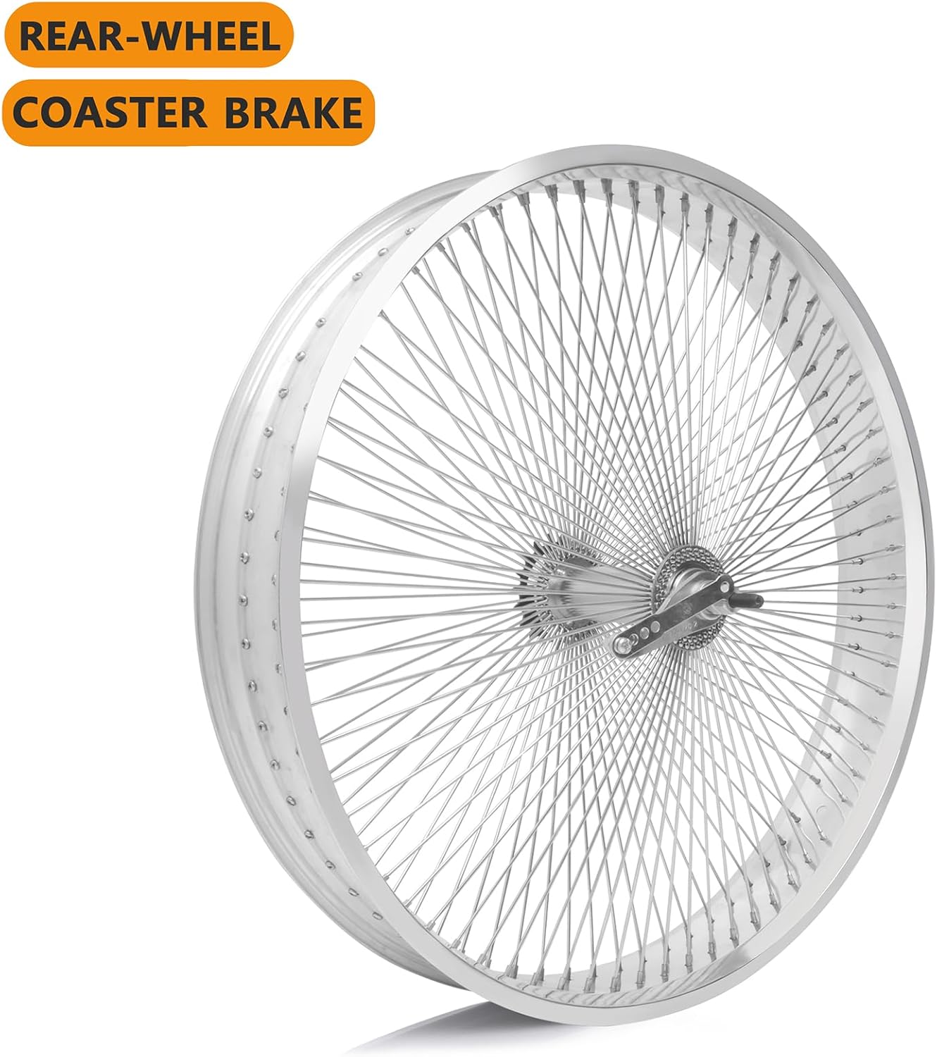 MICARGI 26"*3.0 Beach Cruiser Bicycle Coaster Brake Wheelset, Polish Front and Rear Rims Set