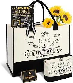 YeohJoy Presentes de aniversário para mulheres, bolsa de lona, bolsa de cosméticos e pôster de volta, presentes de aniversário exclusivos para mãe, esposa, amigas e ela