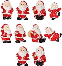 Ciieeo Mini Santa Claus Statue, 10pcs Small Santa Claus Ornament for Doll House Micro Scene, Cute Resin Christmas Tabletop Decor for Home, 1.3x0.8in, Mixed Style