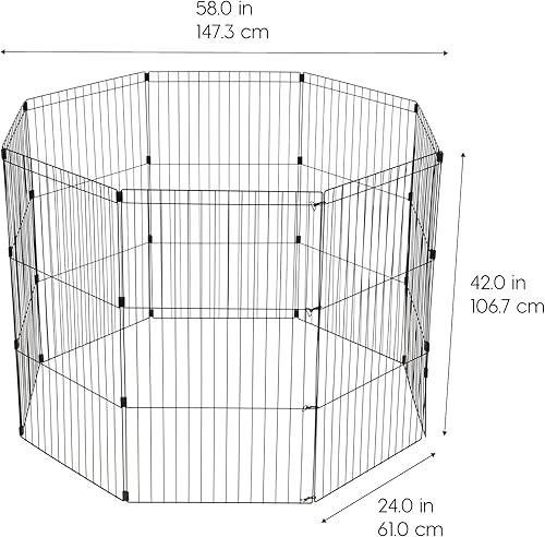 Miniatura 2 de IRIS Corralito de metal para mascotas, pequeño, mediano y grande, valla segura portátil fácil de montar en el patio, campamento al aire libre, 42