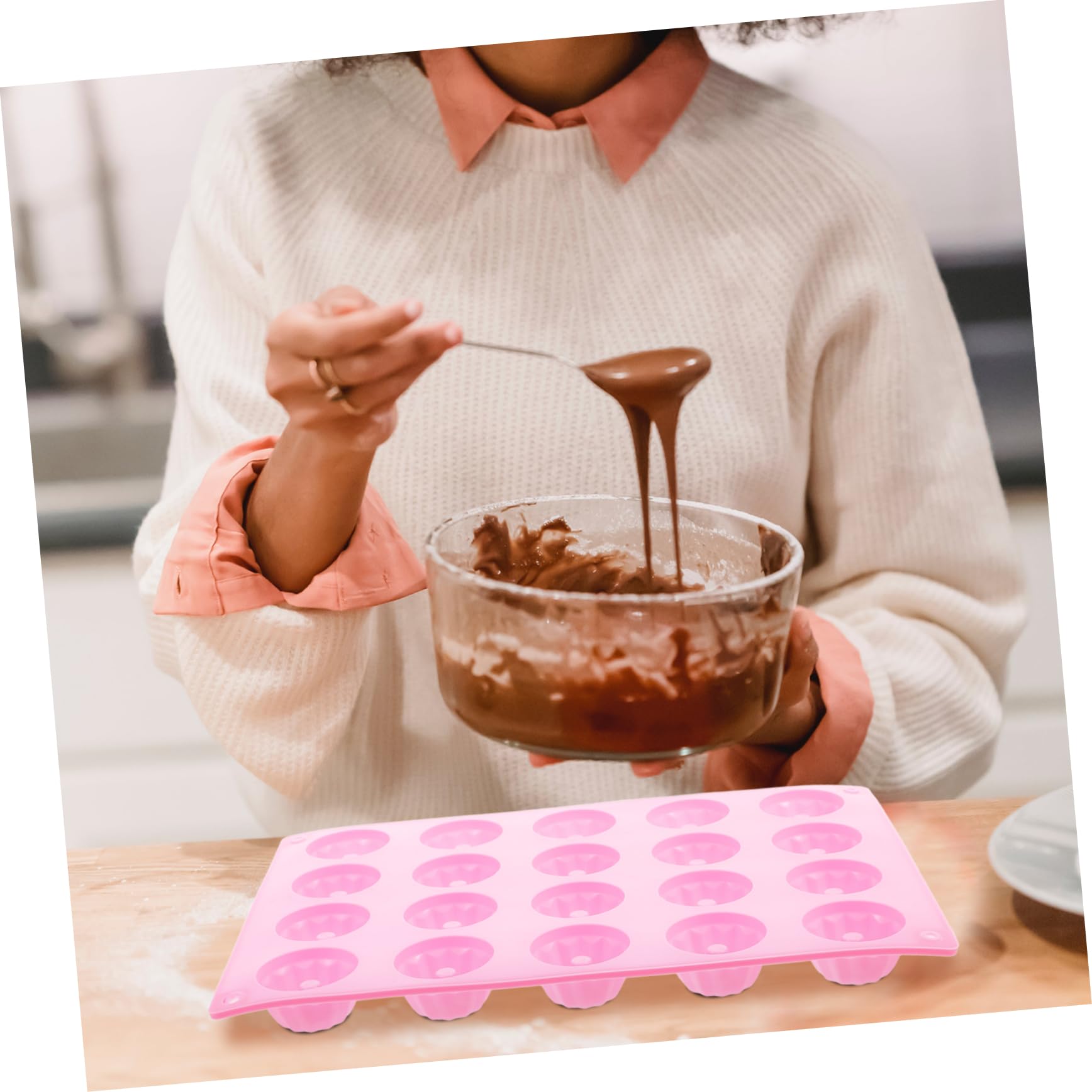 TOYANDONA Molde de Silicona Apto para Horno y Refrigerador para Pasteles 20 Cavidades Adecuado para Hornear Muffins y Alimentos Preparados