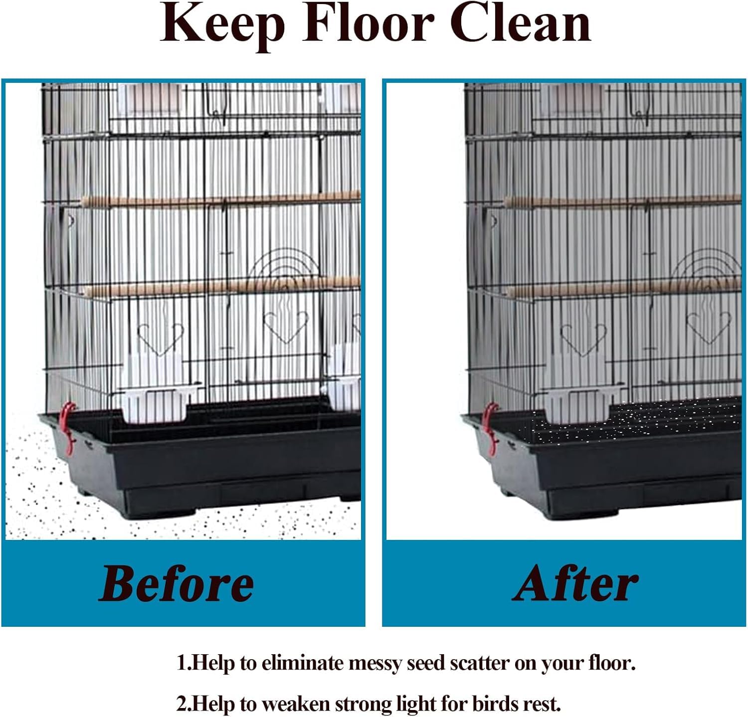 ASOCEA Extra Large Cage À Oiseaux Graines De Recueil De Graines Jupe Garde Couverture de Cage à Oiseaux Filet de Perroquet en Maille de Nylon pour Cages Rondes et Carrées (Noir, 118*31.5in/300*80cm) - 5