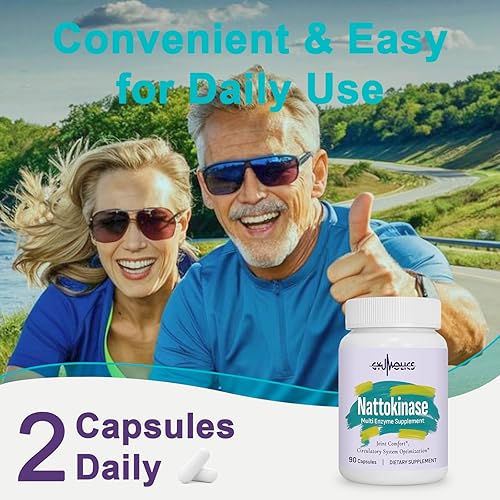 Miniatura 6 de Suplemento de nattoquinasa 10000FU con nattoquinasa orgánica, serrapeptasa, bromelina, curcumina, vitamina E y ginseng, comodidad de movimiento, 180