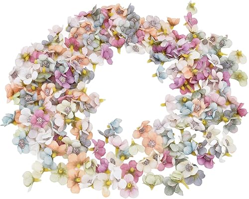 200 mini cabezas de flores sintéticas, flores de seda multicolor falsas, tela artificial para decoración de bodas, manualidades coloridas para