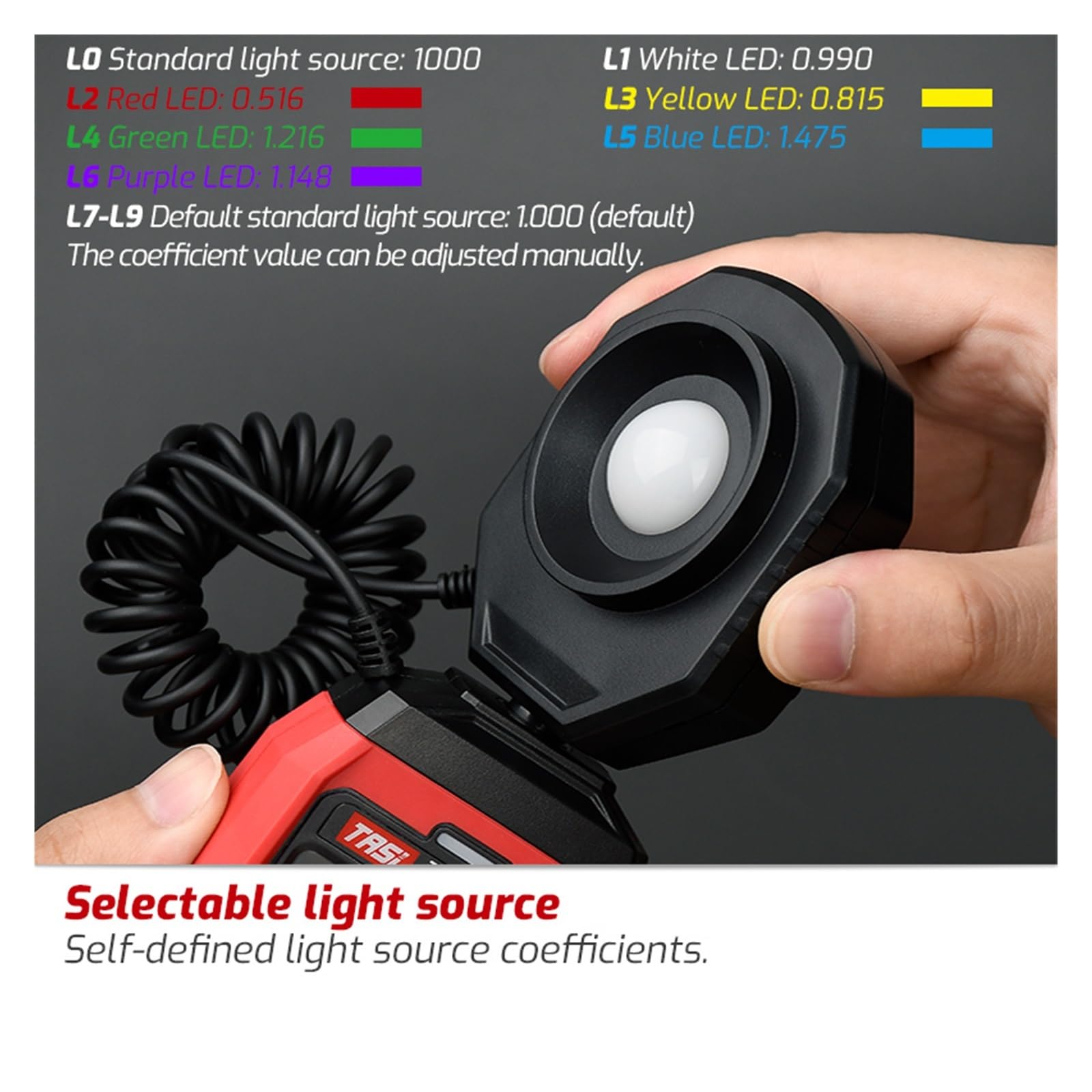 Luxómetro Portátil, Medidor de luz digital Iluminómetro Lux/Fc con sonda desmontable for fotografía y pruebas ambientales(TA632B)