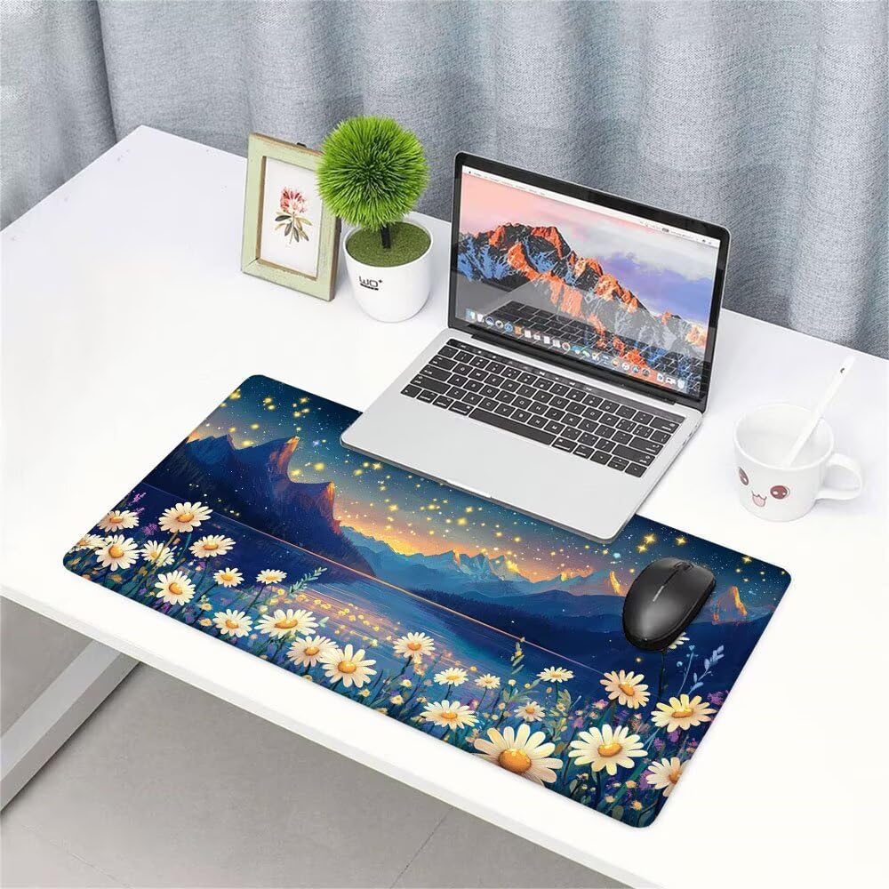 Alfombrilla de Mouse para Juegos, Blu, XXL, Antideslizante, Impermeable, Diseño de Cielo stellato, Extendido, Grande, 1400x600x3mm, para PC, Laptop, Ufficio, Famiglia d-858