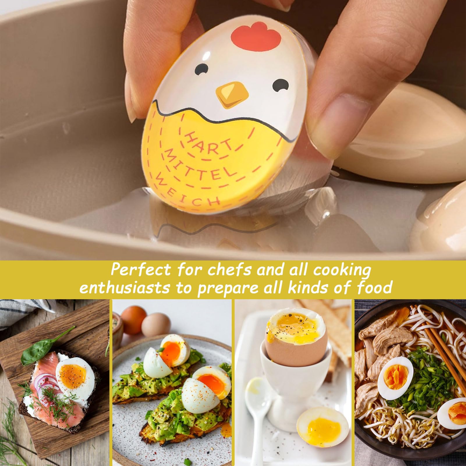 2 Stück Eieruhr Zum Mitkochen - Farbwechsel Für Weich/mittel/hart