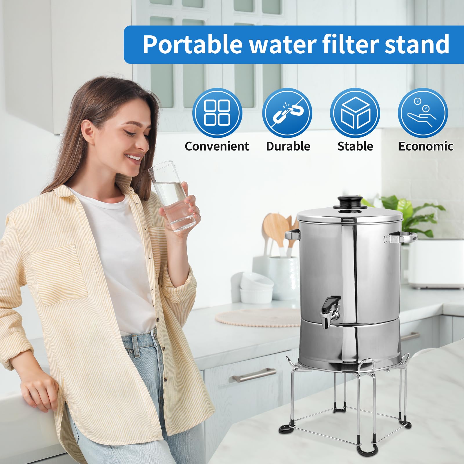 バーキー Berkey 純正品　スタンド　サイズ　スモール Amazon｜BESIMLI 浄水器スタンド Berkey用 ステンレススチール製