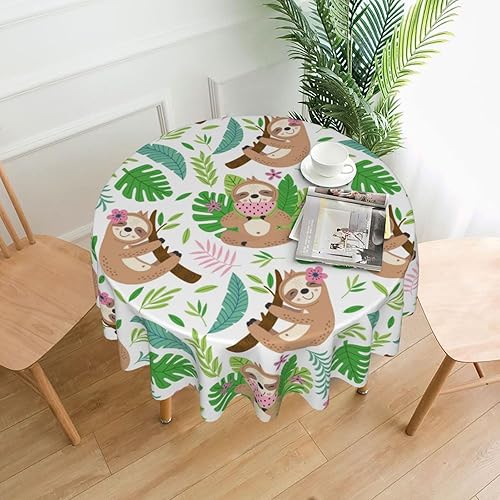 Mantel redondo de perezoso de 60 pulgadas, resistente a las arrugas, mantel de pícnic, lavable, para cocina, fiesta, decoración de otoño para el