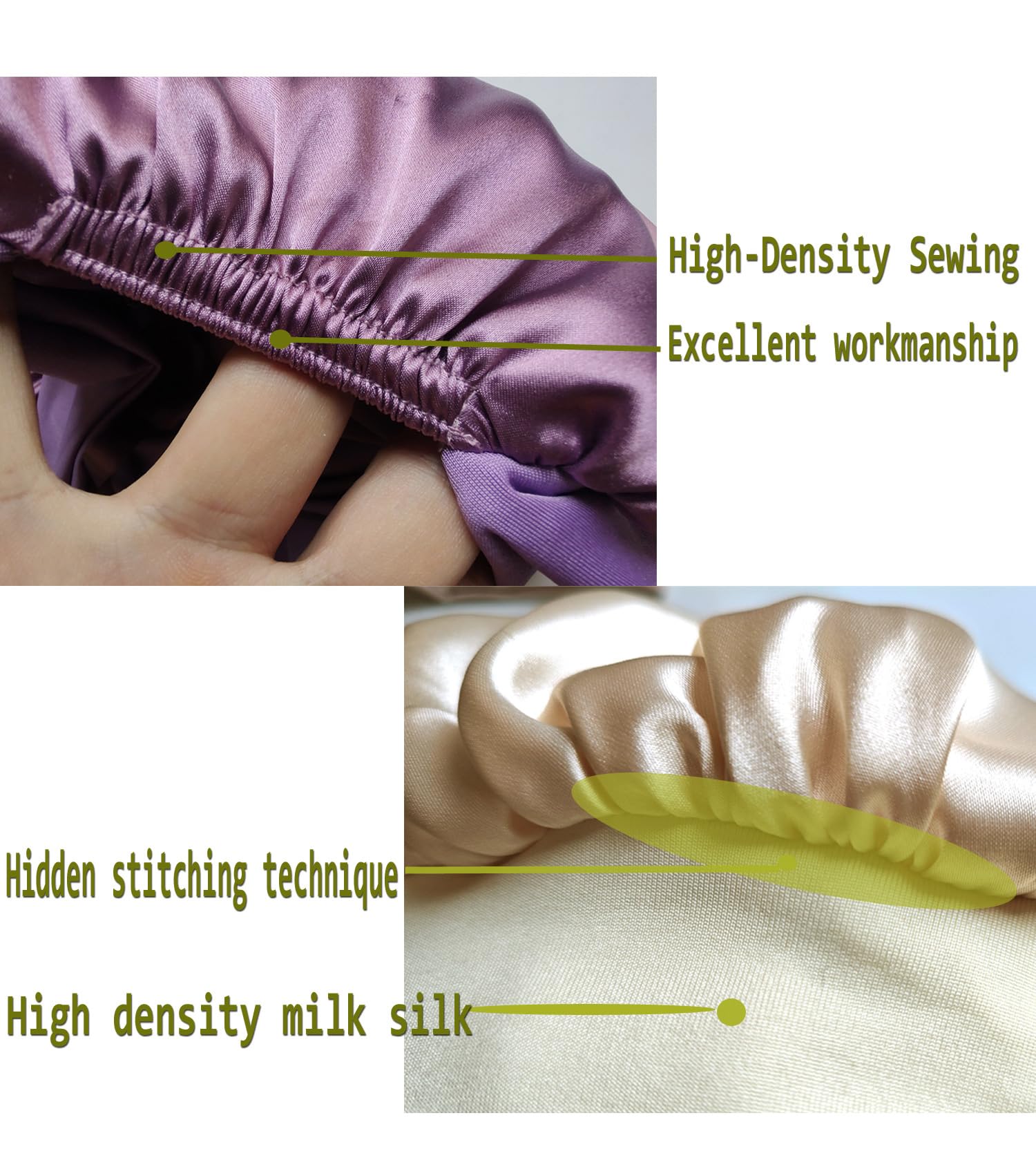 FZHGVML Silk Hair Bonnet for Sleeping with Tie Double-Sided Satin Silk Bonnet for Women & Girls Curly Hair Care - Image 3