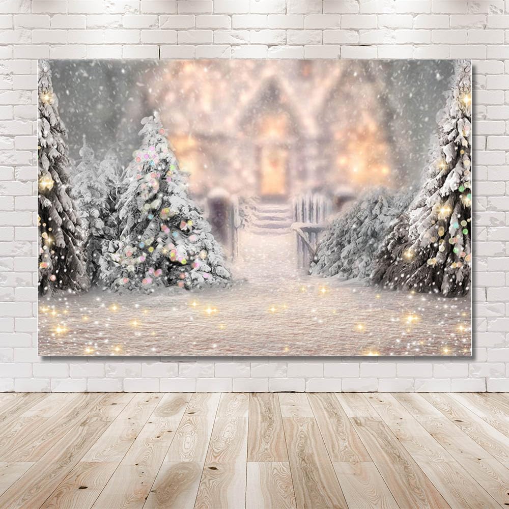 Fotohintergrund Winterwunderland – 2,9 X 1,5 M, Mit Schneeflocken & Bäumen, Für Weihnachtsfotos, Party, Dekoration
