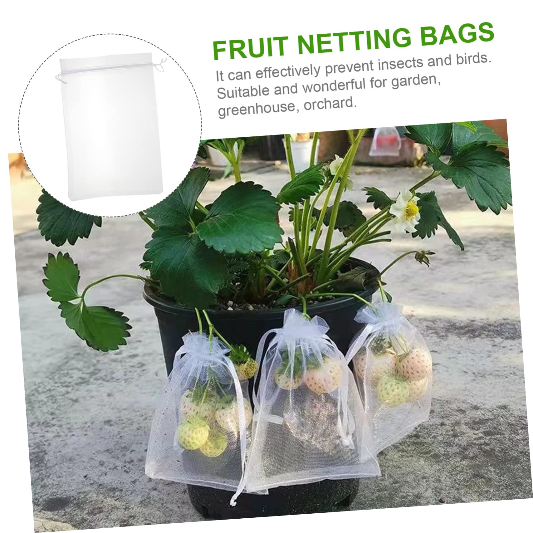 100piezas Bolsas De Malla para Frutas y Verduras Protección Eficaz contra Aves y Plagas para Jardines y Huertos