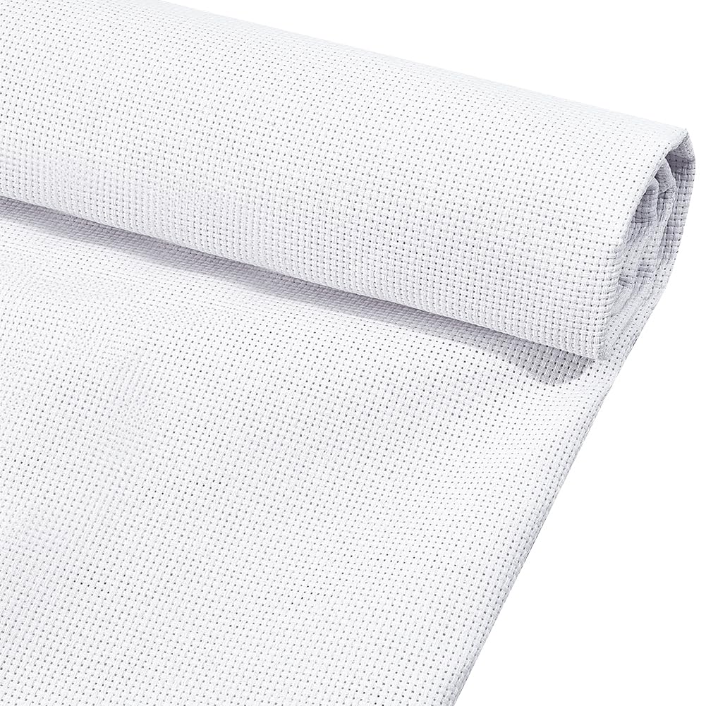 BENECREAT 9CT Cotton Cross Stitch Fabric, 1x1.5m/39x59 Inch White Cross Stitch Aida Fabric for Craft Embroidery, Handmade Needlework, DIY Handicrafts