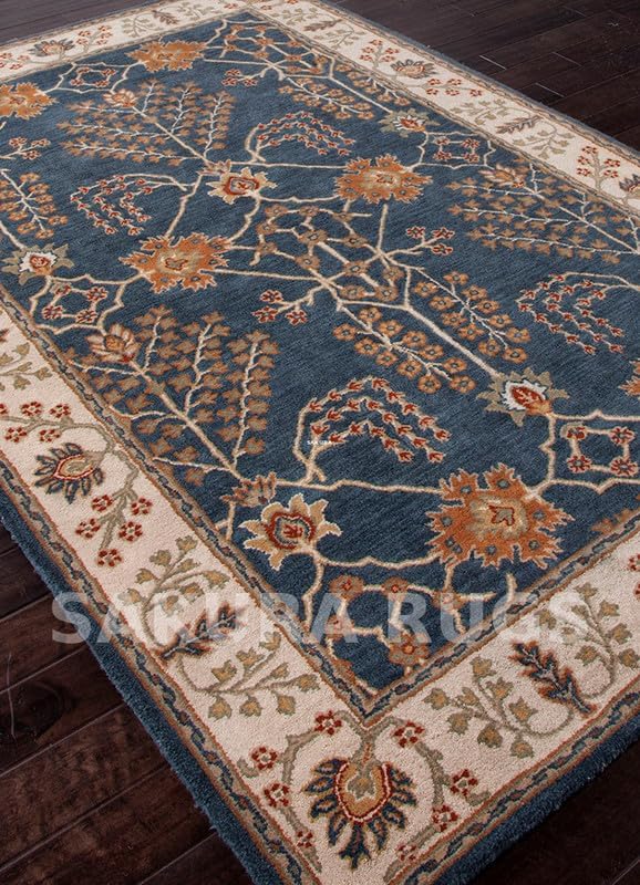Vintage Oushak Rug – Traditional Turkish Style Carpet, Soft & Elegant, Perfect for Living Rooms, Bedrooms & Stylish Interiors(Blue, 10' x 14')