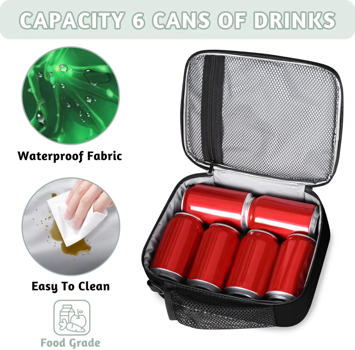 Green Dragon Lunchbox Boys Insulated Lunch Bag Reusable Portable Lunch box with Adjustable Shoulder Strap and Water Bottle Holder for Work School Travel - Image 5