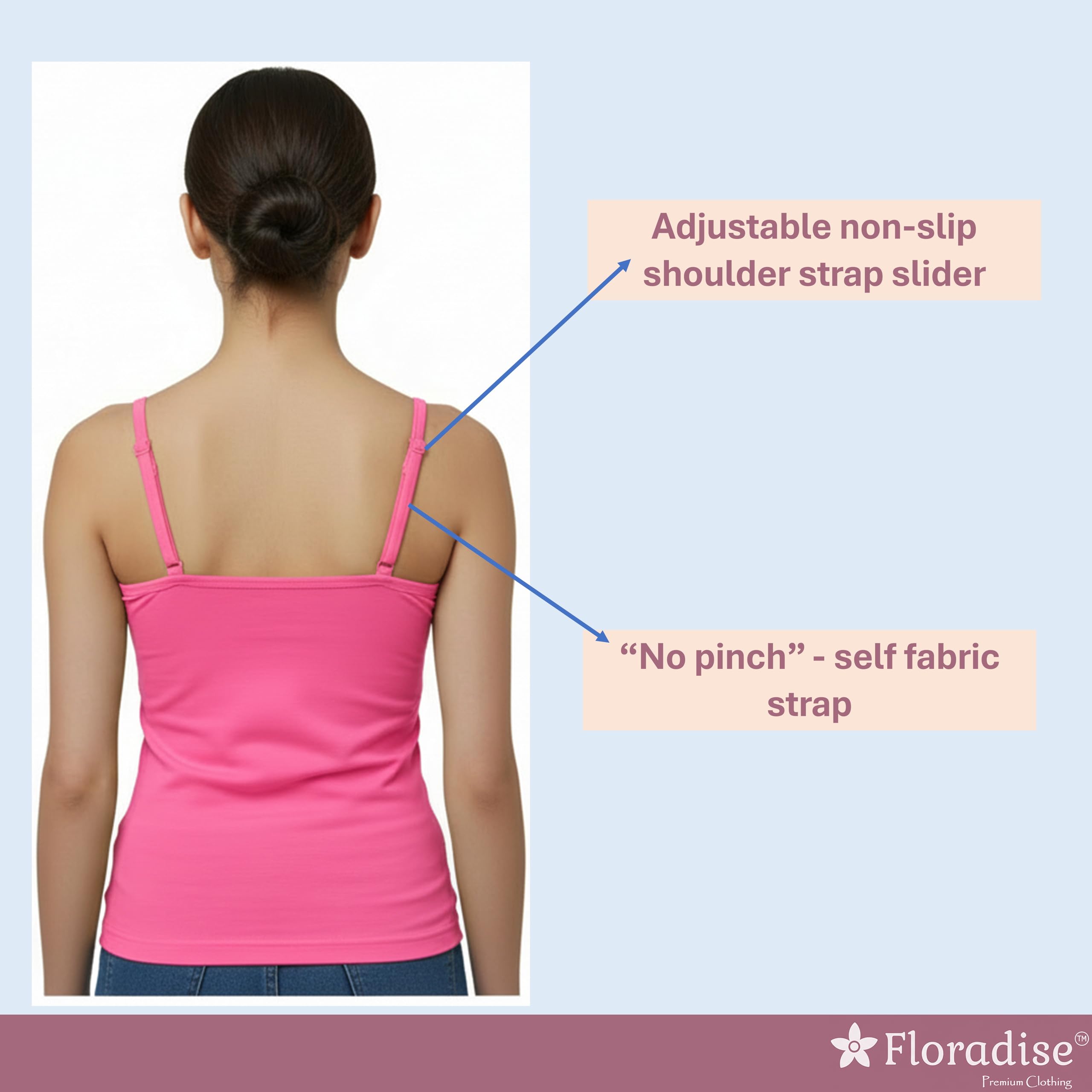 Floradise Camisole | Slips for Girls 9-16 Years | Pack of 1 |Triple-Layer Fabric at Chest Panel | Non-Padded | Perfect for School (in, Age, 9 Years, 10 Years, Regular, Lite Pink) 1