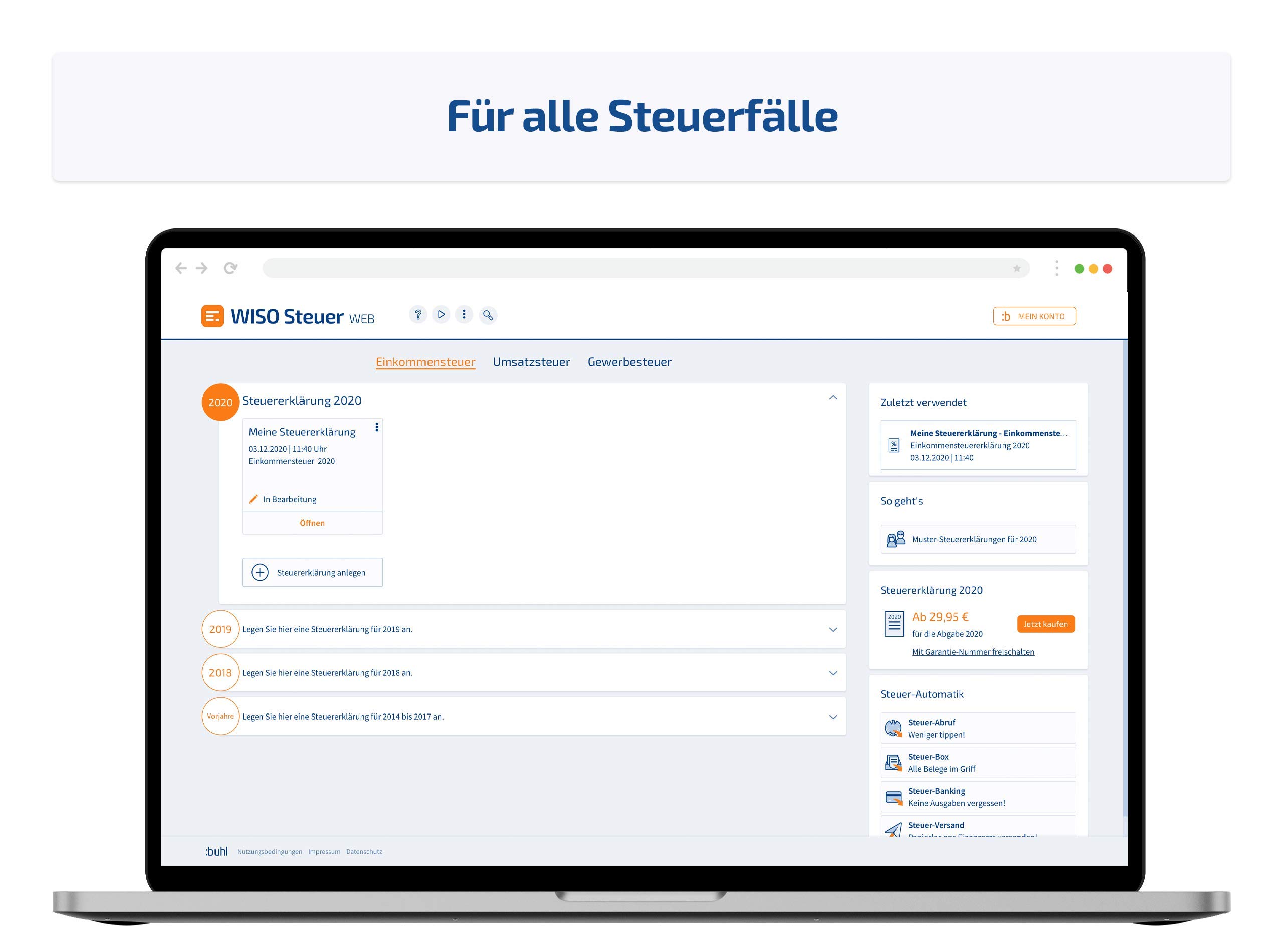 WISO Steuer-Web 2021 Mac (für Steuerjahr 2020) |Web Browser | Mac Web Version