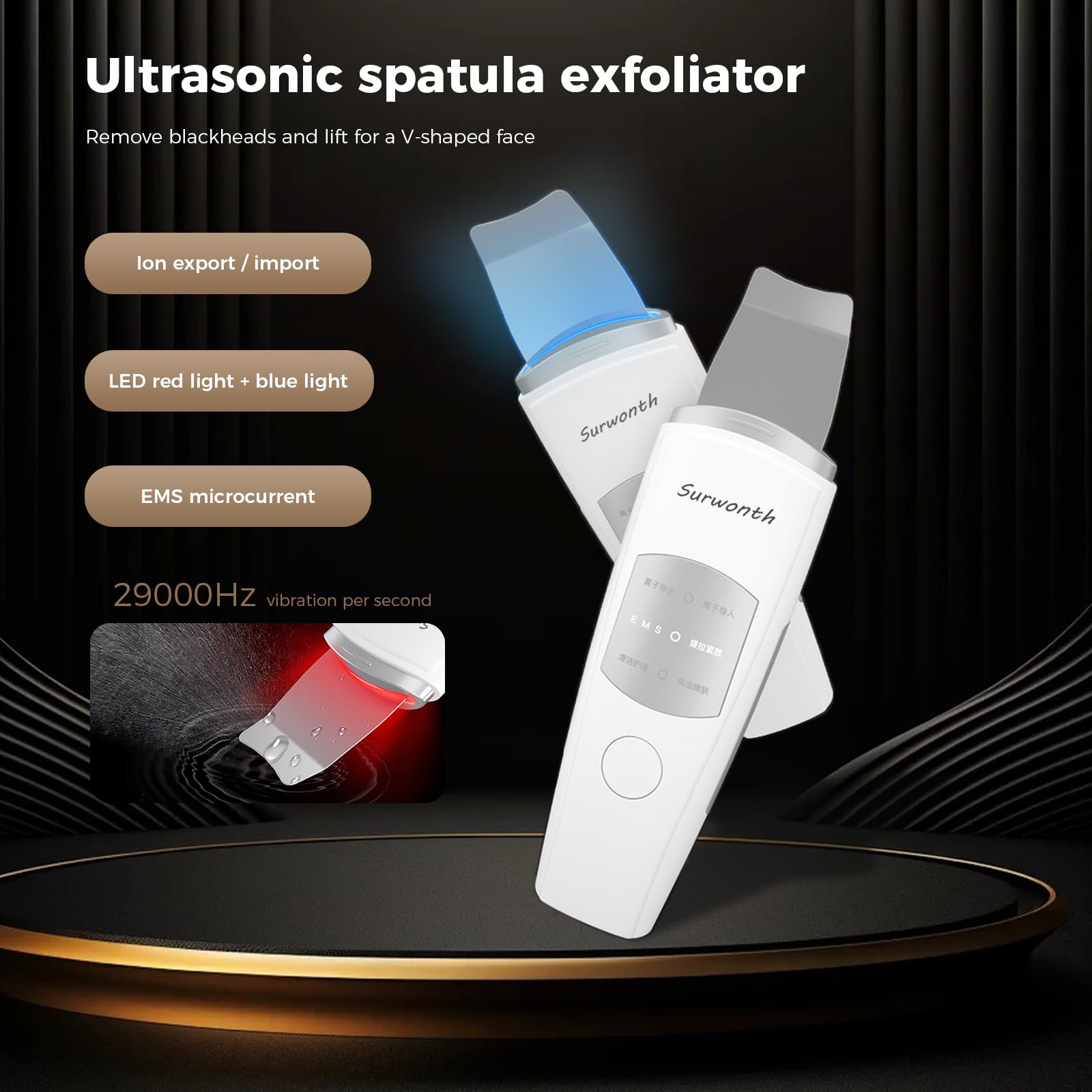 2024 New Skin Face Spatula,Skin Scrubber Face Spatula - Skin Spatula Blackhead Remover Pore Cleaner with 3 Modes?Skin Cleaning Protection-Wet Your face Before use