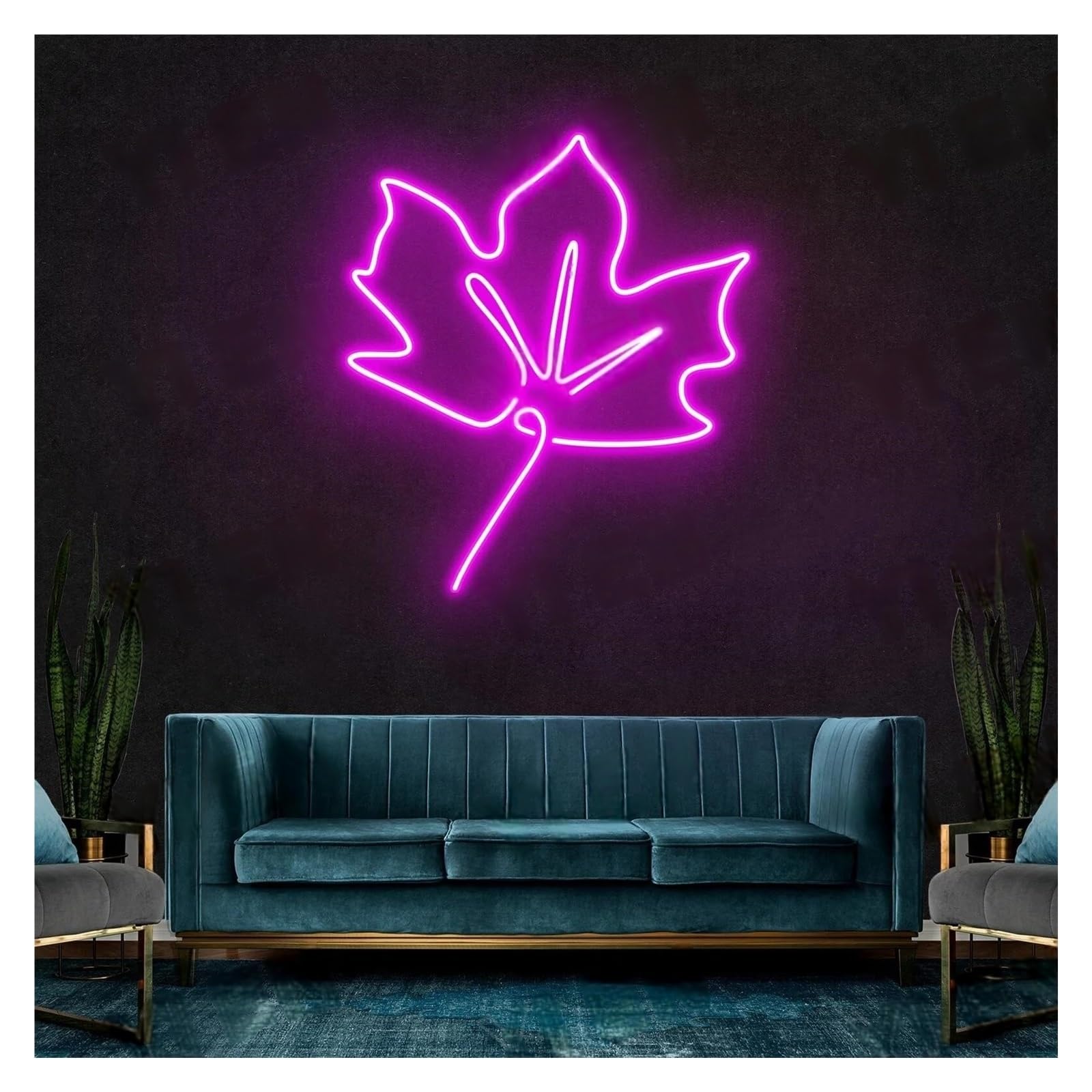 LEMST Signs Lamp Maple Leaf Neon Signs USB Powered Adjustable Brightness Leaf Neon Lights, Suitable for Wall Hanging Decor Commercial Signs(E,60cm)