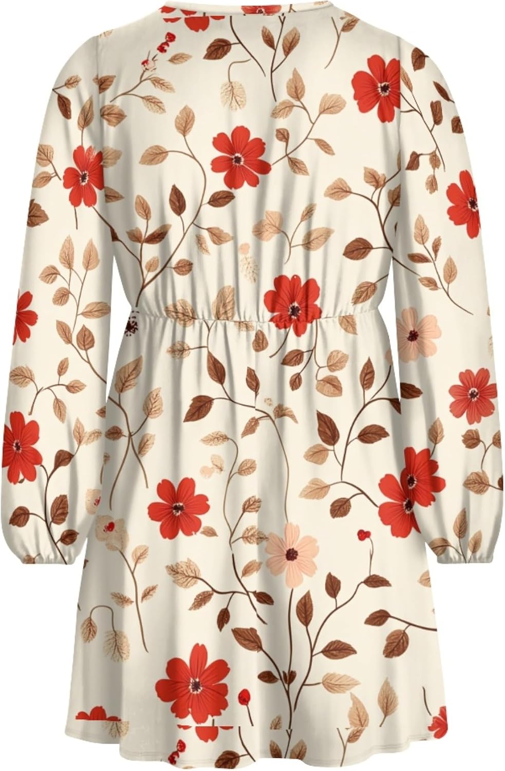 Lantern Sleeve Dress for Women Floral 2025 Fashion Empire Waist Swing Flowy Ruffle V Neck A Line Holiday Mini Dress - Image 6