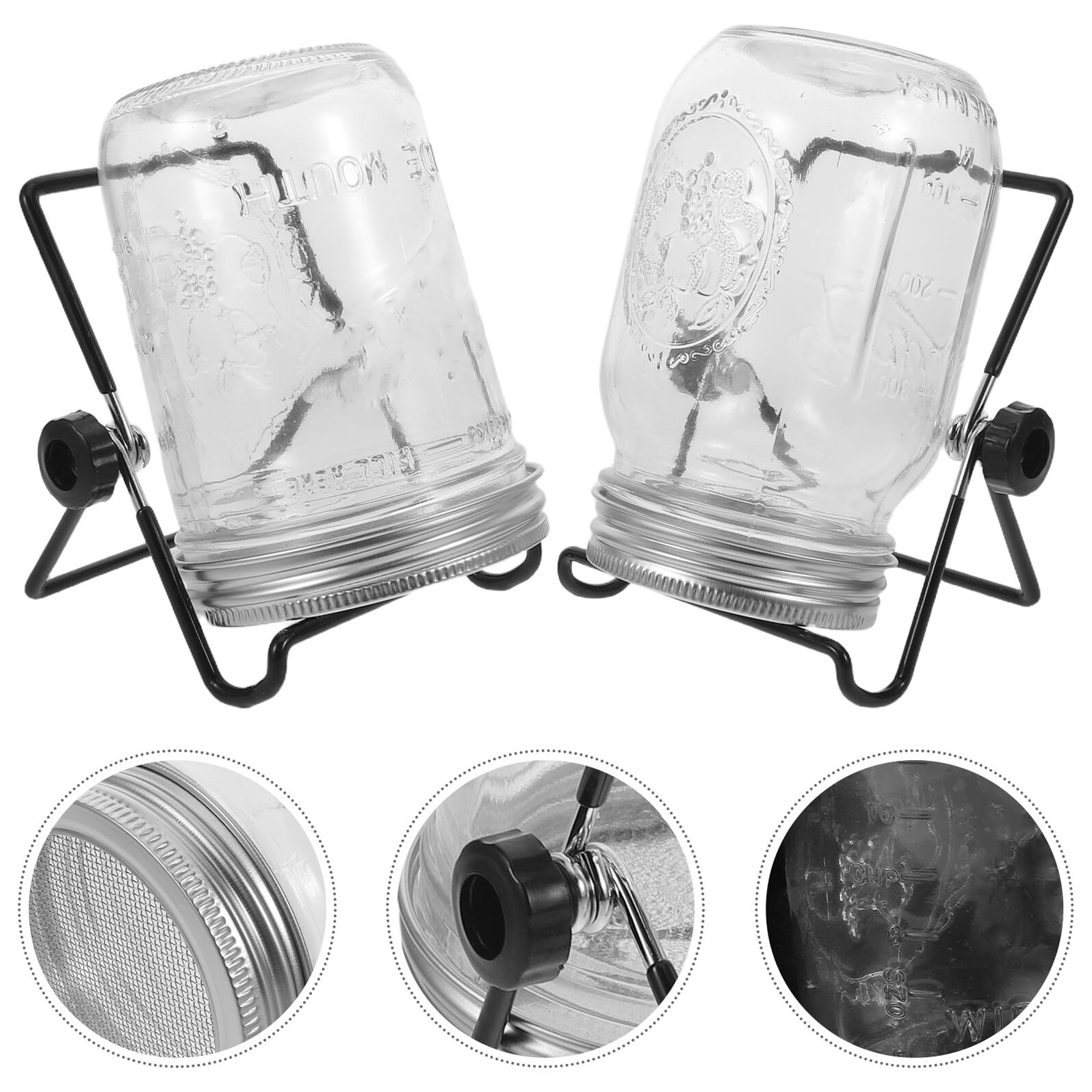 2 Stück Keimglas mit Edelstahl Keimdeckeln 473 ml Anzuchtgläser für Sojasprossen und Microgreens Inkl Ständer für Zuhause und Party