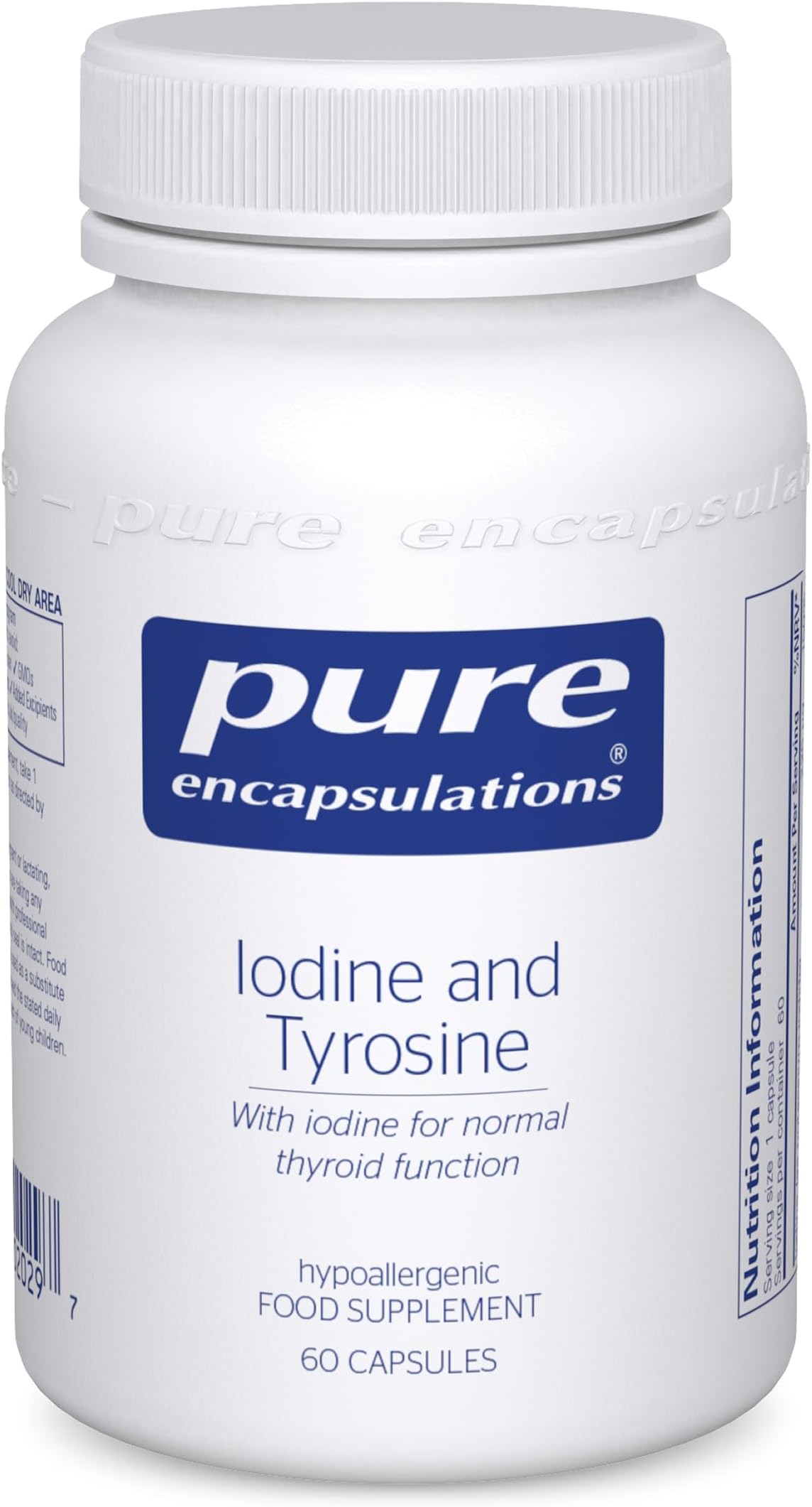 Iodine and tyrosine - Trace Element and Amino Acid - Supplement for Thyroid Function and Hormone Production - 60 Capsules