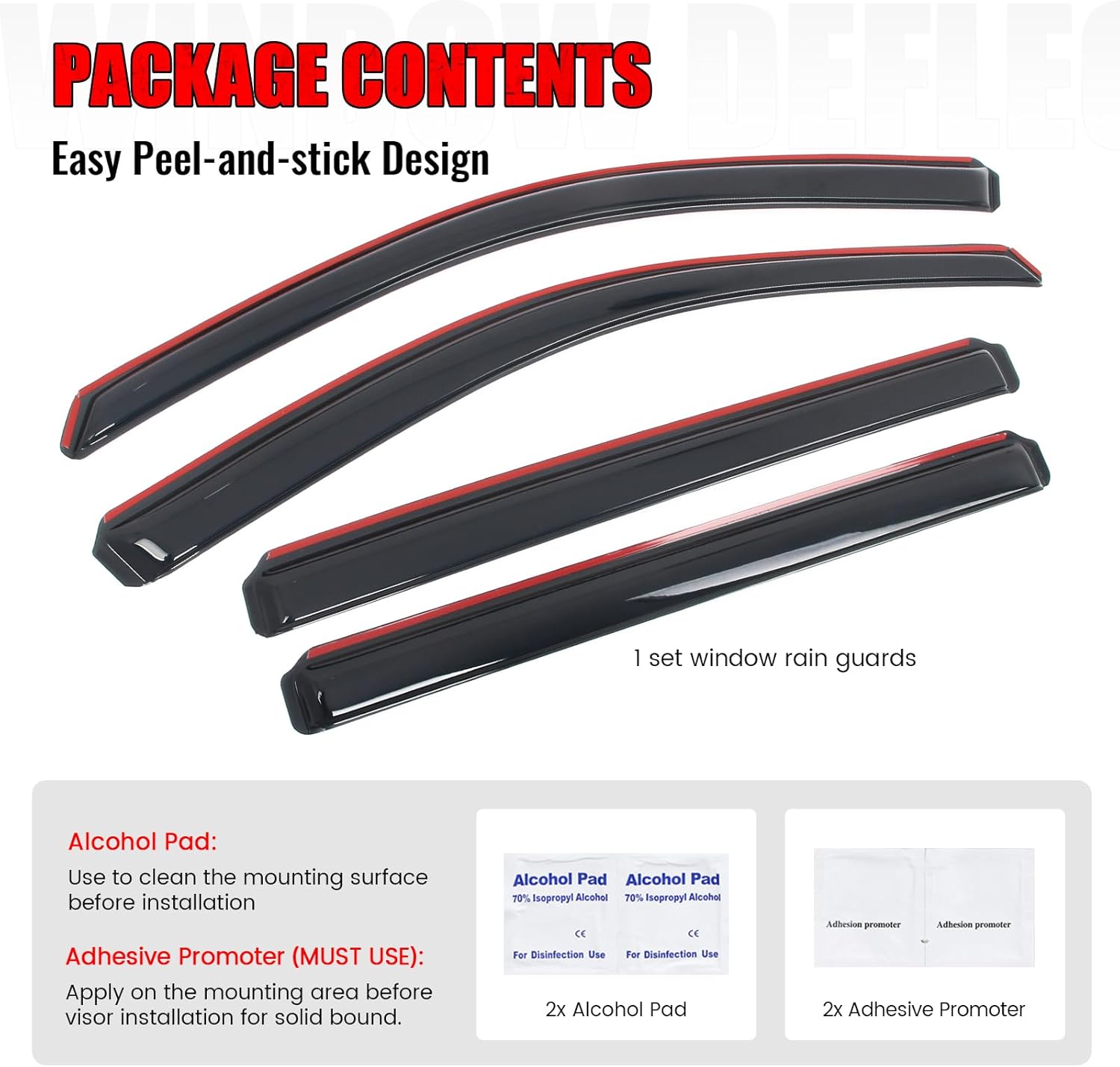 IKON MOTORSPORTS in Channel Window Visors Compatible with 2014-2019 Toyota Highlander, Slim Style Acrylic Smoke Rain Guards, Side Window Wind Deflectors 4PCS