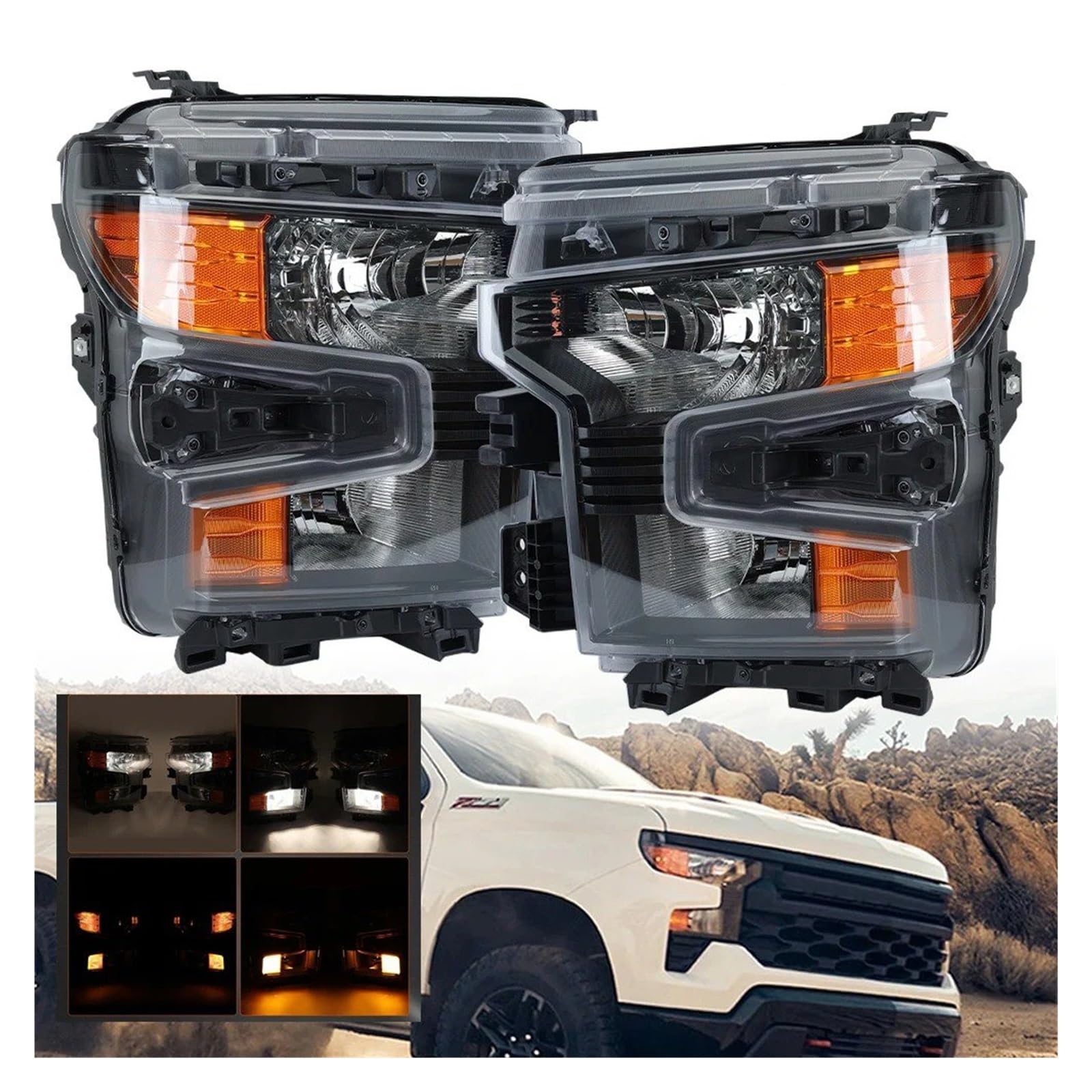 Luces De Circulación Diurna Para Chevrolet Para Silverado | 1500 2022-2024 Faro Con Bombilla Halógena Luz De Cabeza Cruce H11 Bombillas Altas HB3(Right passenger side)