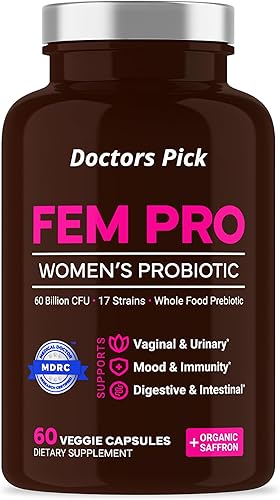Doctors Pick Probióticos Fem Pro para mujeres. Apoyo vaginal, digestivo e inmunológico suministro de 2 meses, 60 cápsulas vegetales, veganas