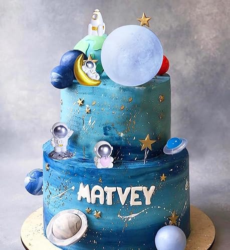 Miniatura 1 de 6 piezas de decoración de pastel de astronautas del espacio de luna, decoración de pastel de luna adecuada para niños, decoración temática espacial,