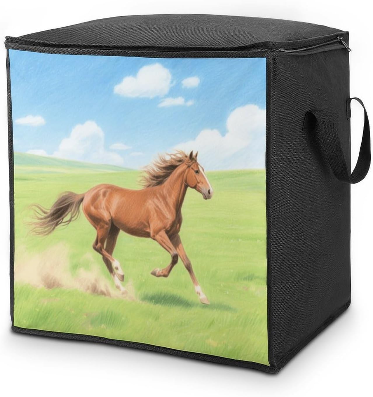 The Galloping Horse Storage Bags Moving Bags Storage Bins | Comforter Storage Bag Reinforced Handles & Zippers Foldable Closet Organizers and Storage for Blanket Pillow Clothes