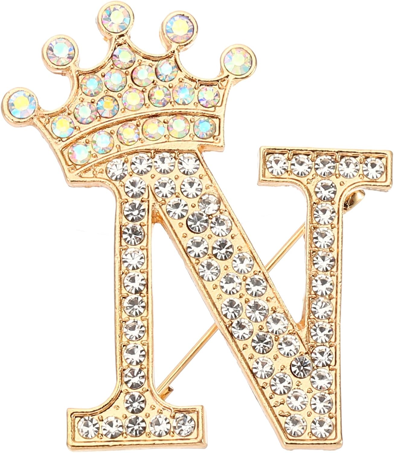 PATIKIL Letter Brooch Pins, Crown Initial Rhinestone Alphabet Letter Lapel Badges Pin for Women Suits Dress Coat