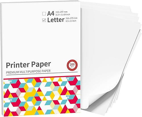 Papel de impresora de 8.5 x 11 pulgadas, color blanco, papel de copia Itari para impresora Phomemo P831 HPRT MT800, impresora de transferencia