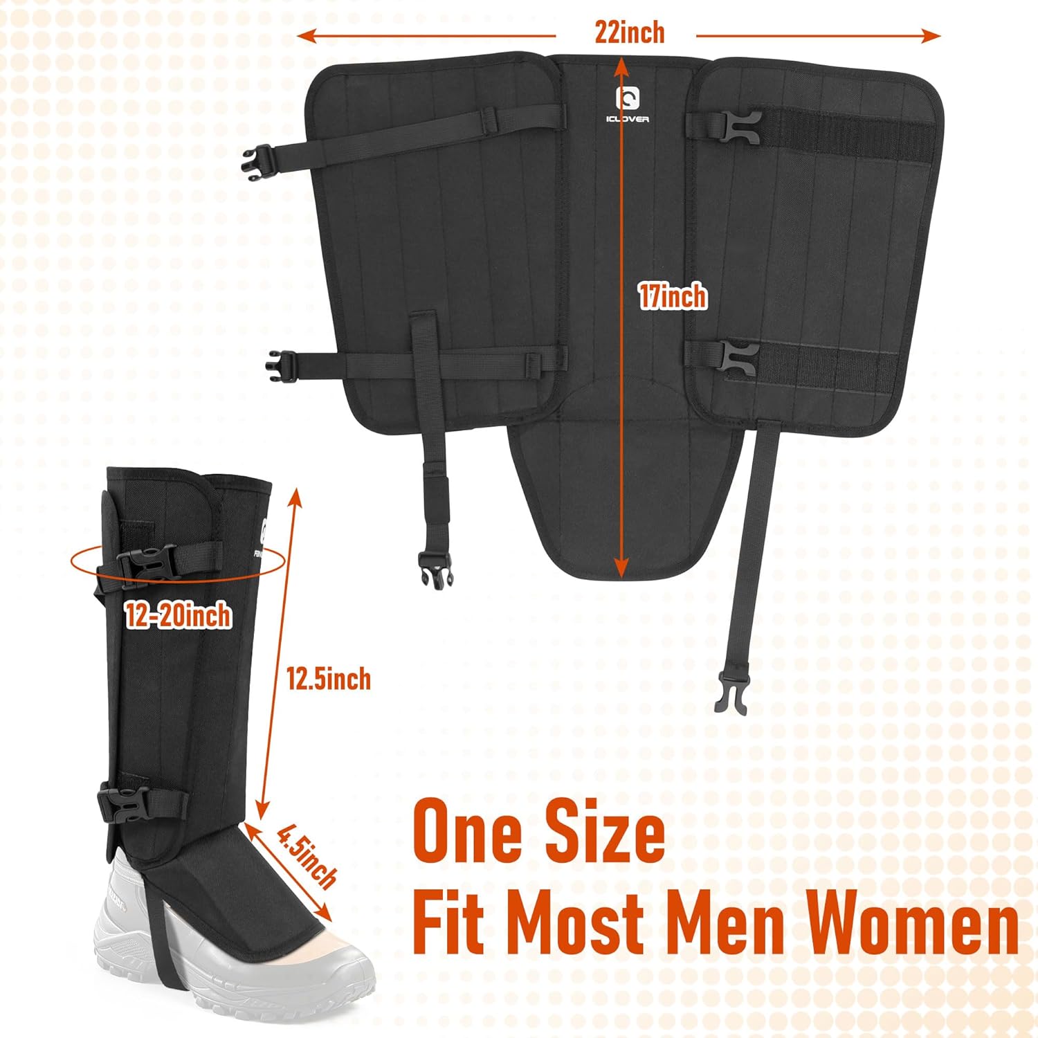 IC ICLOVER Snake Guards, New Upgraded Lightweight Stab-Resistant Snake Gaiters Proof Leggings, Protects Against Snake Bite of All Types of Rattlesnakes, Adjustable Size Fits for Men