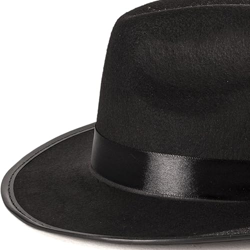 Miniatura 4 de Funny Party Hats Accesorio para disfraz de sombrero de gángster de Fedora negro, paquete de 6