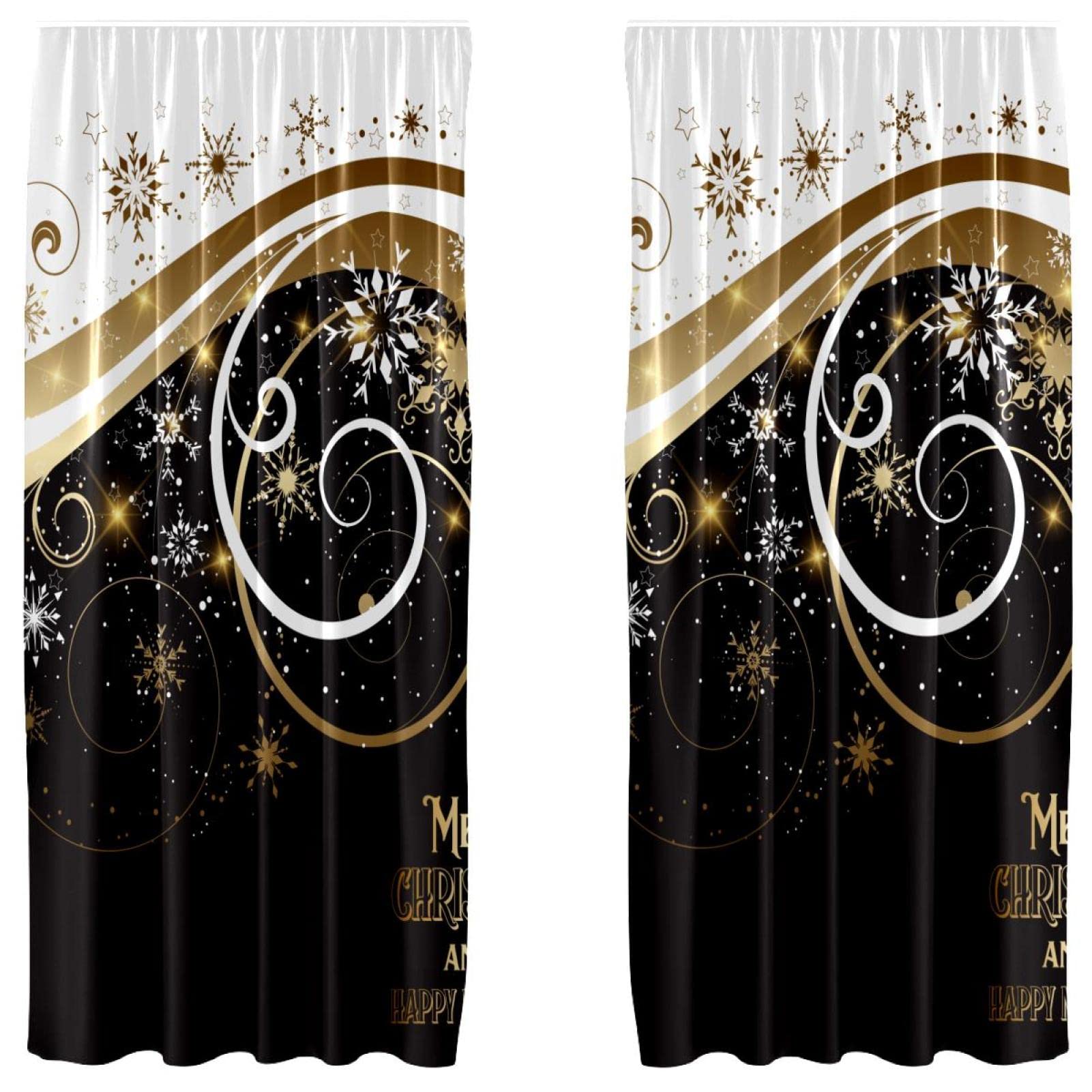 Cortinas de panel ligeras con bolsillo para barra: pack de 2 paneles decorativos de Navidad