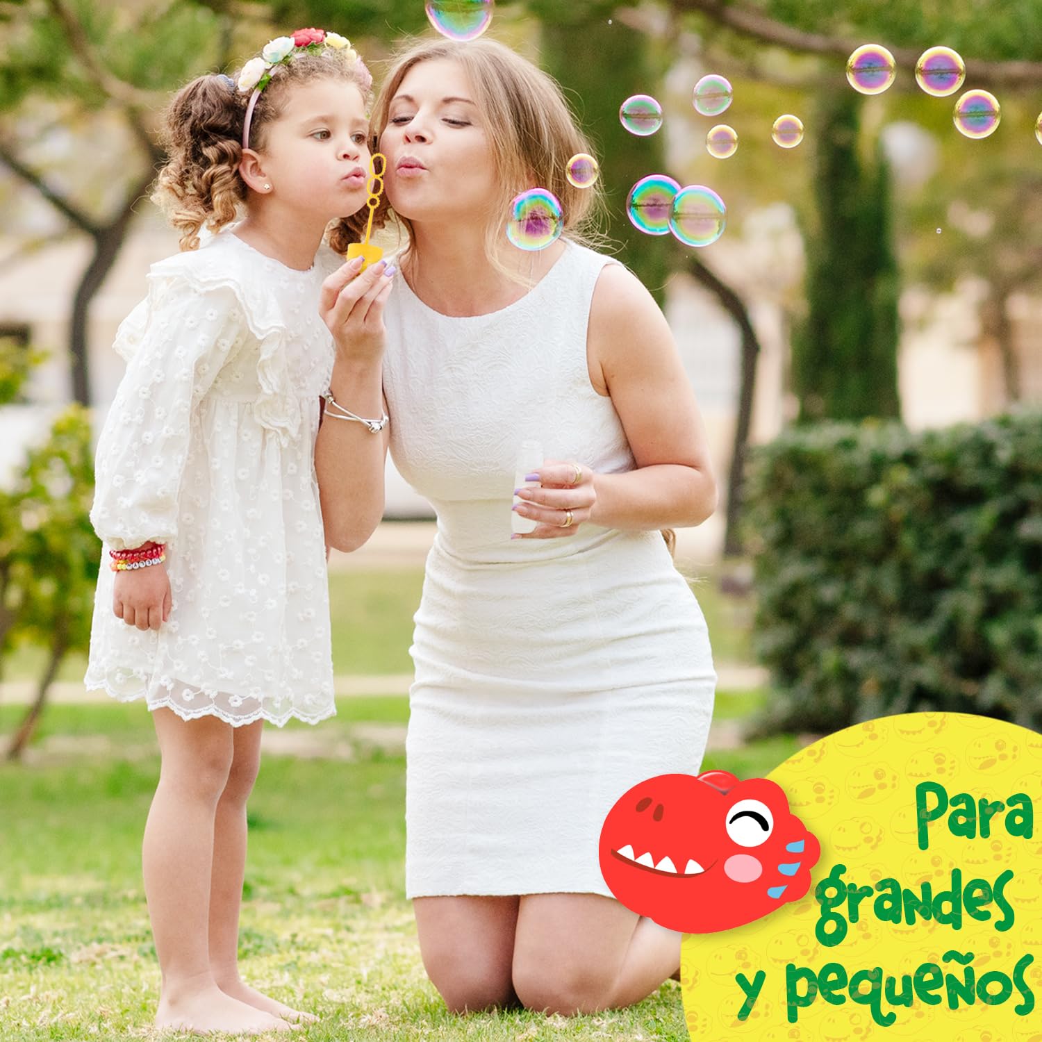 Magicat Juego de 24 pompas de jabón XXL para niños, juego de 24 pompas de jabón con divertidas asas de dinosaurio, obsequios para cumpleaños infantiles, burbujas de jabón líquidas de 30 ml, pompas de