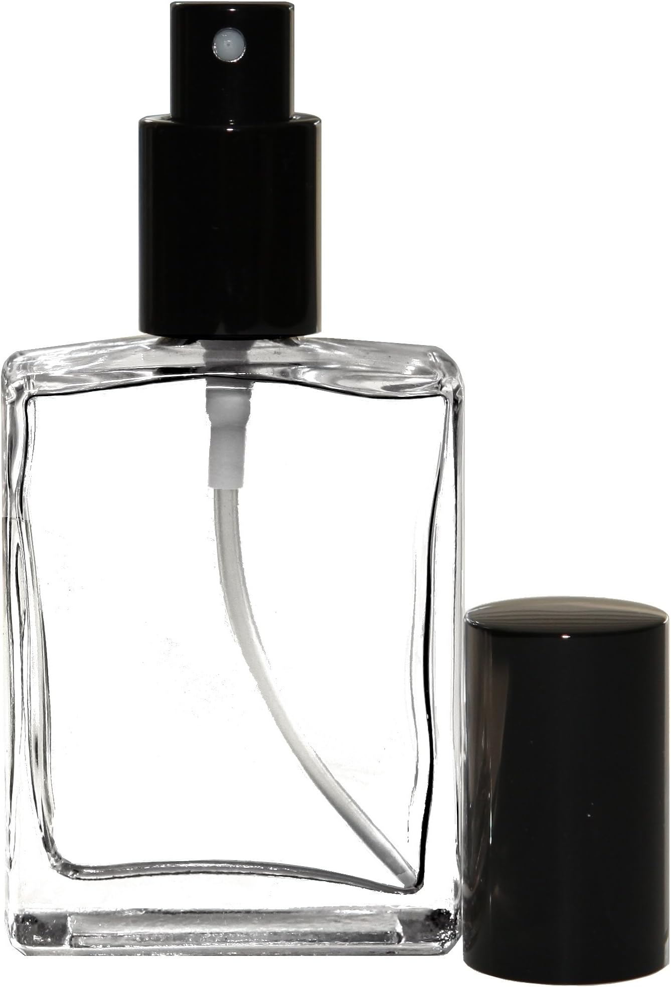 Riverrun Perfume Atomizer, Flat Glass Bottle, Black Fine Mist Sprayer 1 oz 30ml (Set of 3)