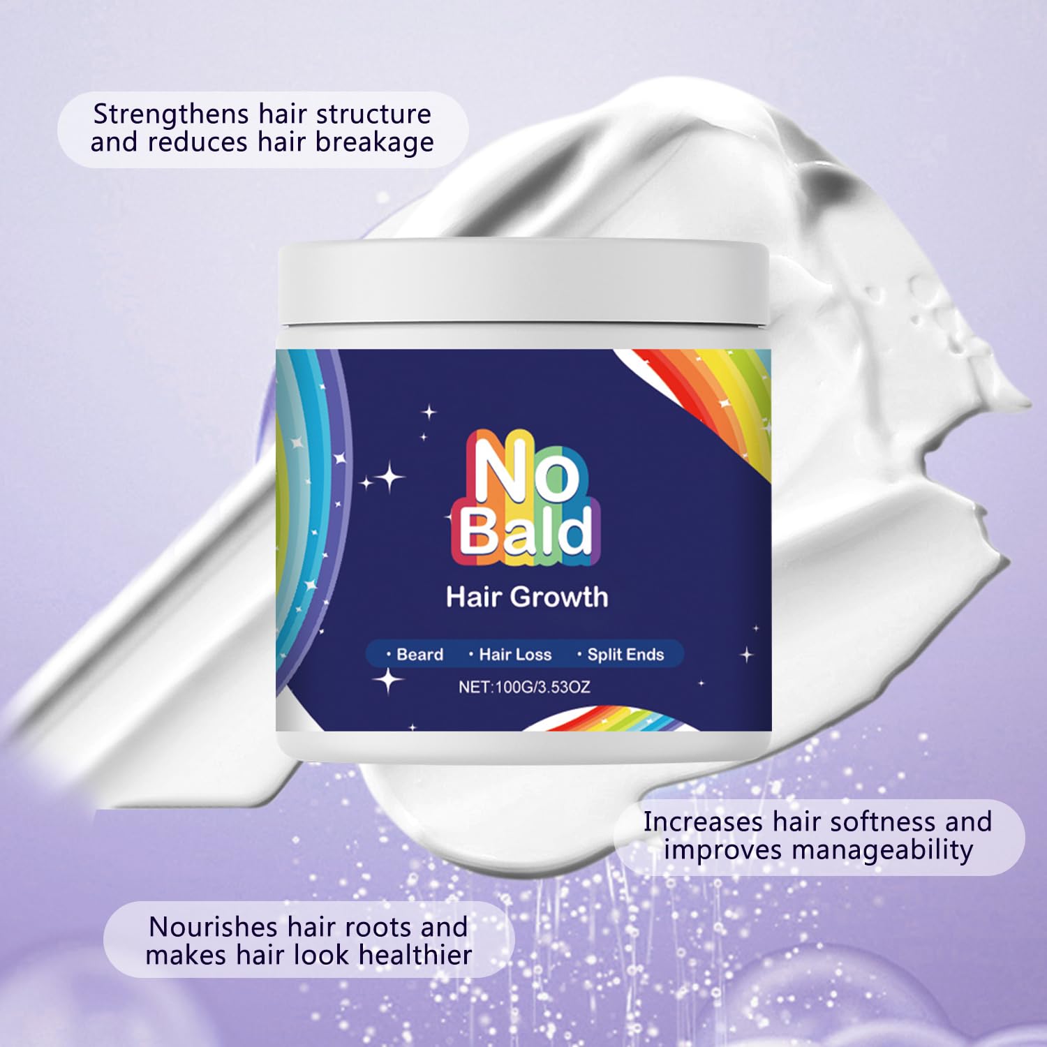 No Bald Hair Growth Oil Blend,Deep Conditioning Hair Mask,Hair Mask for Hair Growth,Rosemary & Castor Oil,Hair Mask for All Hair Types(100g/3.53oz)