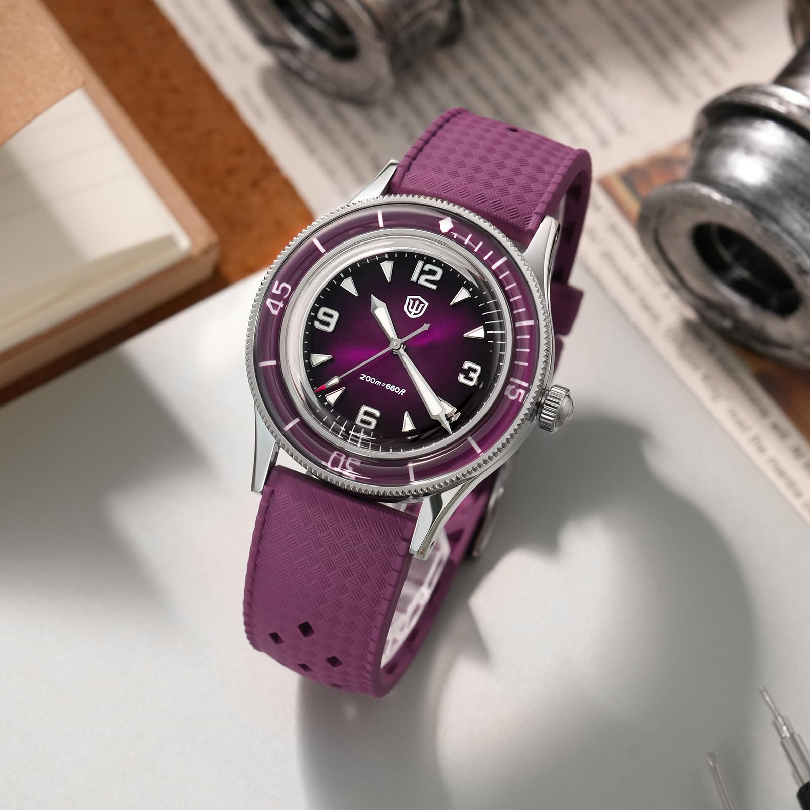 watchdives Zegarek do nurkowania dla mężczyzn WD50Q 50-Fathoms zegarki kwarcowe Japonia VH31 Sweep mechanizm sekundowy z bąbelkami szkiełko szafirowe zegarek na rękę 200 m profesjonalny zegarek do